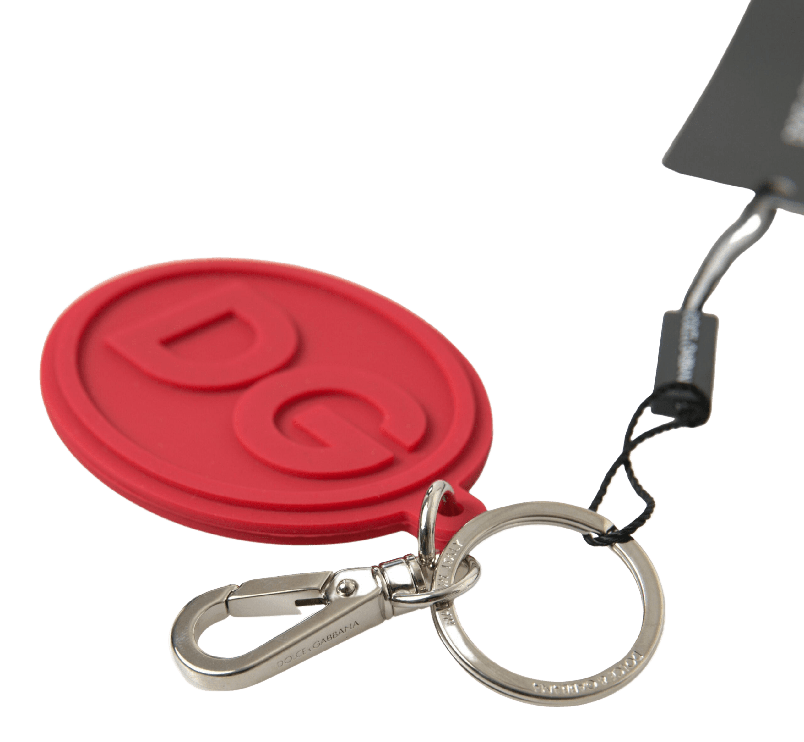 Dolce & Gabbana Red Rubber Dg Logo Silver Brass Metal Keyring Keychain Glam Steals