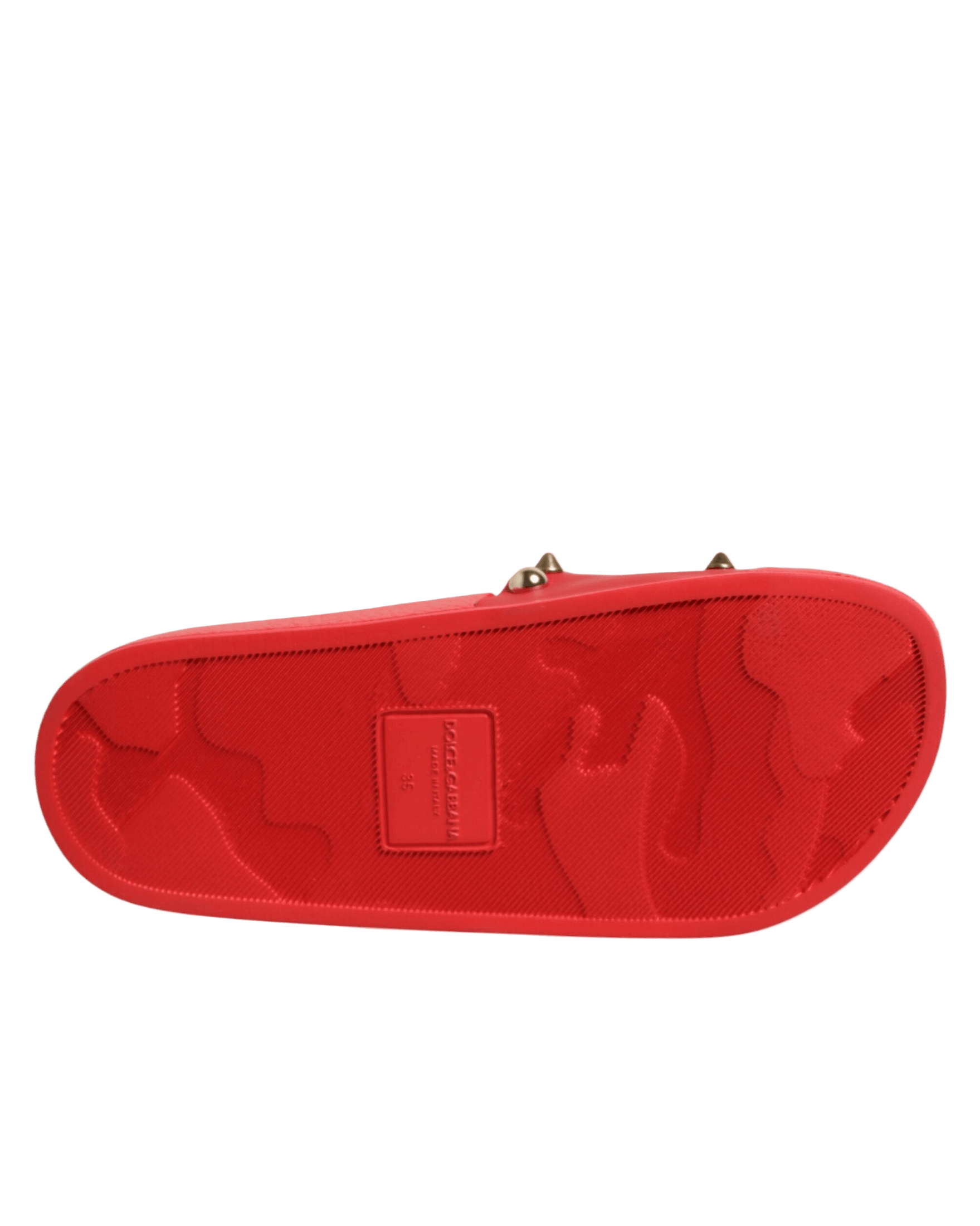 Dolce & Gabbana Red Sacred Heart Stud Slides Beachwear Shoes Glam Steals