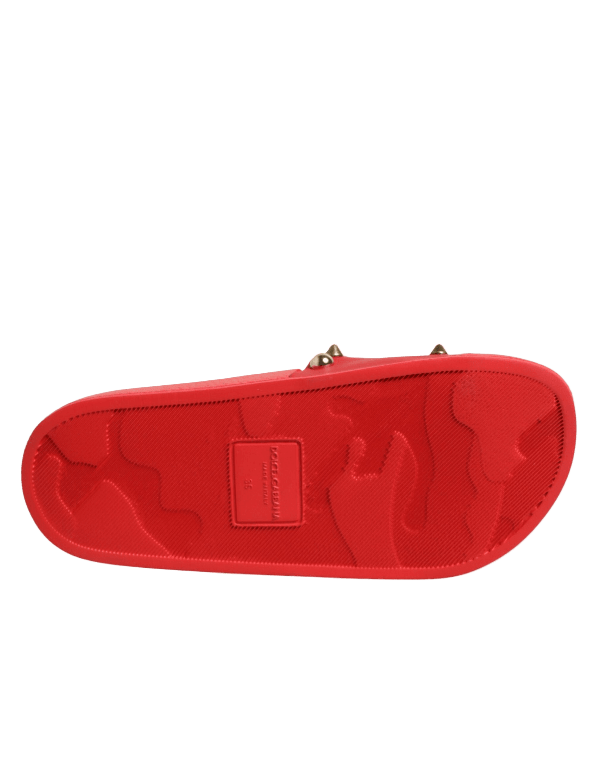 Dolce & Gabbana Red Sacred Heart Stud Slides Beachwear Shoes Glam Steals