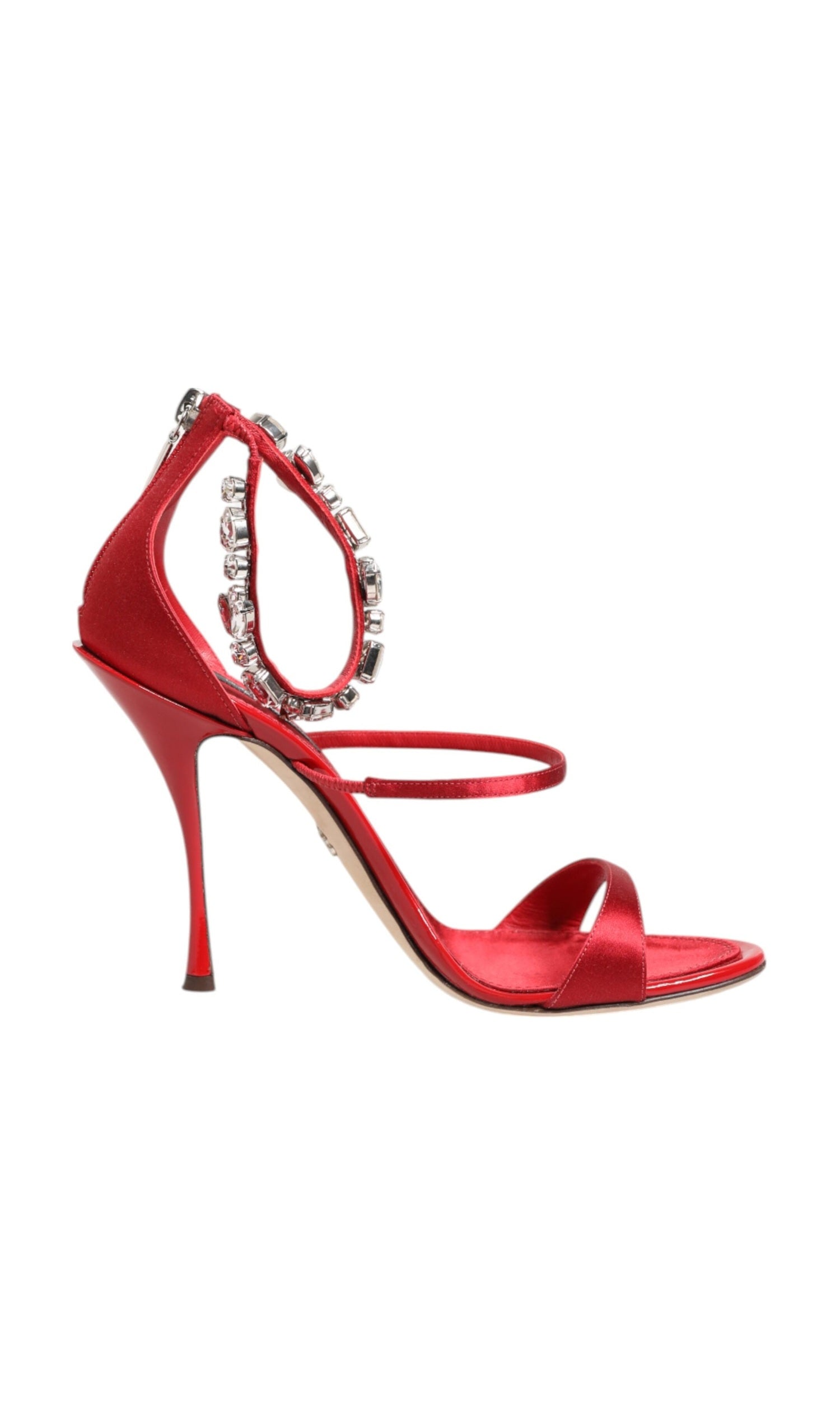 Dolce & Gabbana Red Satin Crystals Keira Sandals Heels Shoes Glam Steals