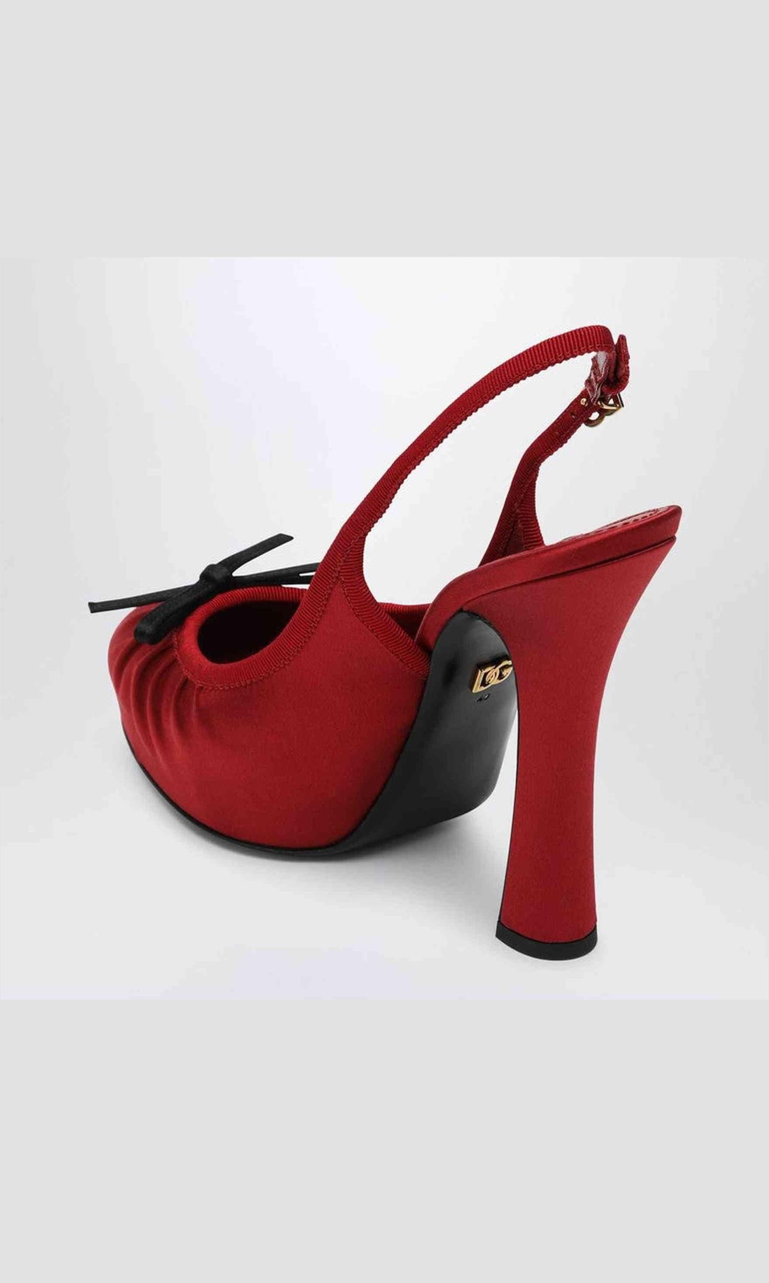 Dolce & Gabbana Red Satin Dolce&gabbana High Slingback Glam Steals