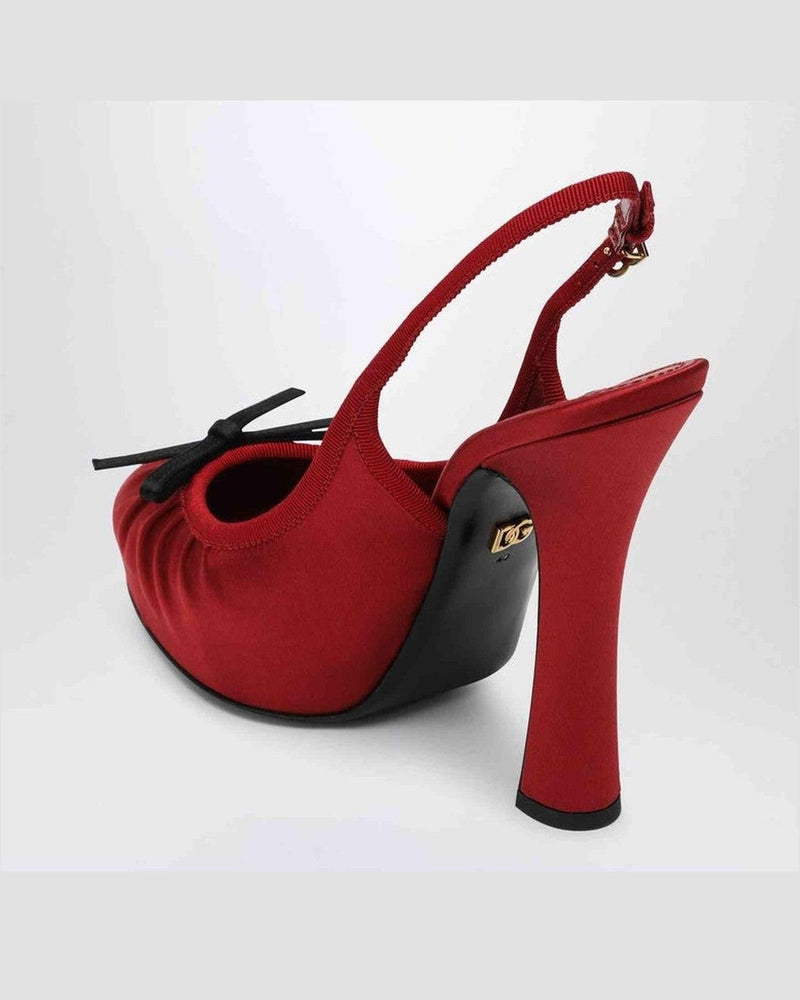 Dolce & Gabbana Red Satin Dolce&gabbana High Slingback Glam Steals