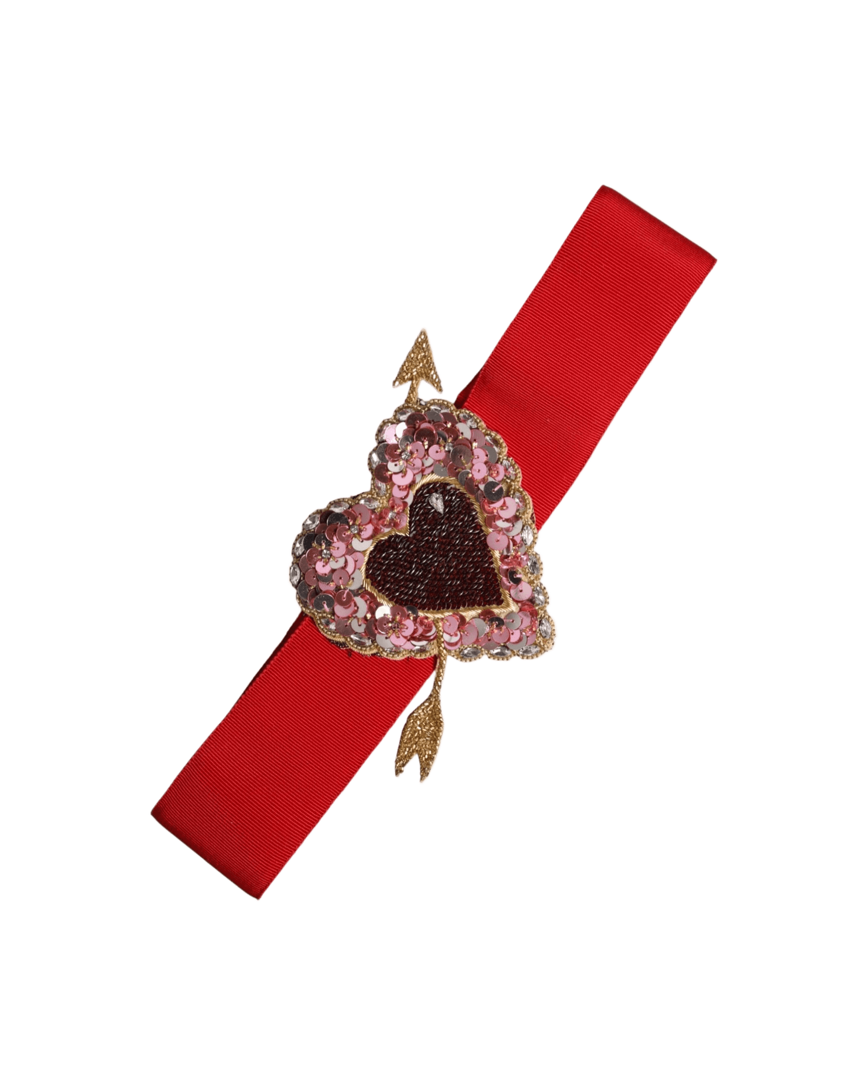 Dolce & Gabbana Red Stretch Wide Waist Heart Embellished Belt Glam Steals
