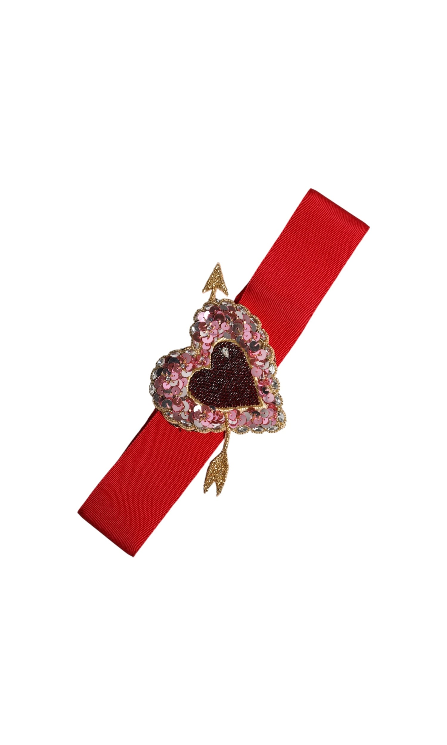 Dolce & Gabbana Red Stretch Wide Waist Heart Embellished Belt Glam Steals
