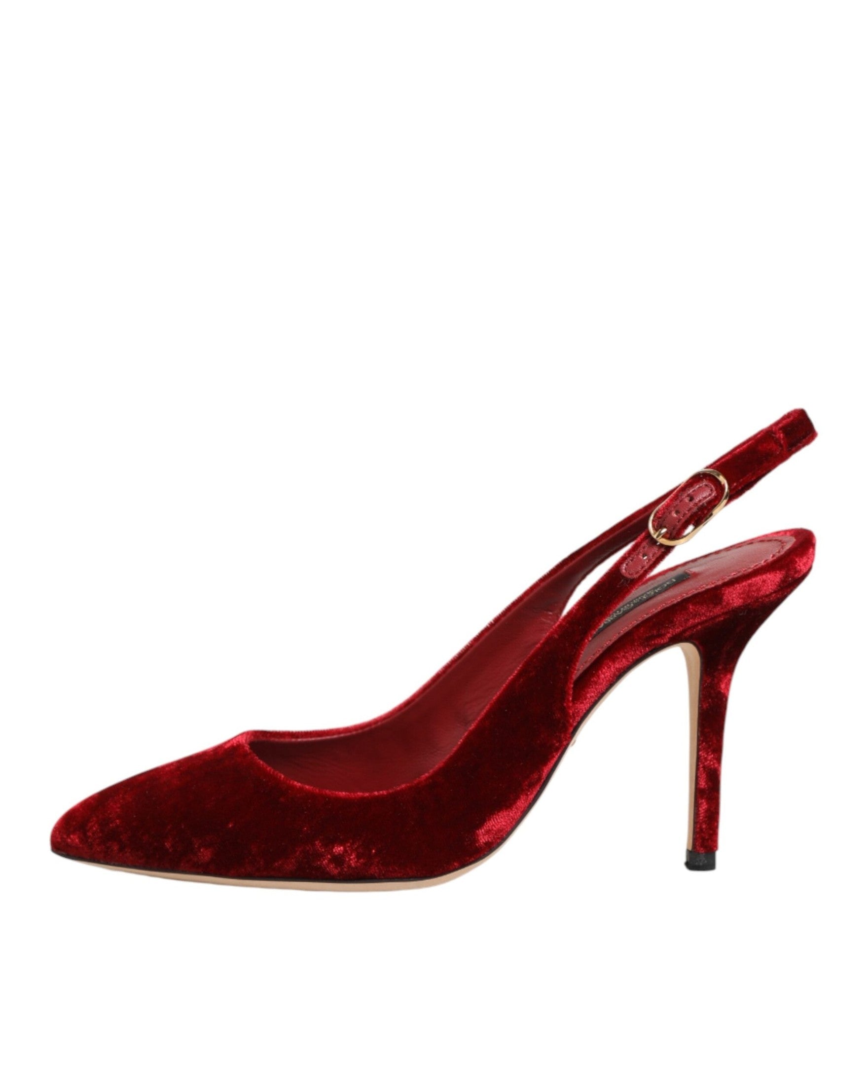 Dolce & Gabbana Red Suede High Heels Slingbacks Sandals Shoes Glam Steals