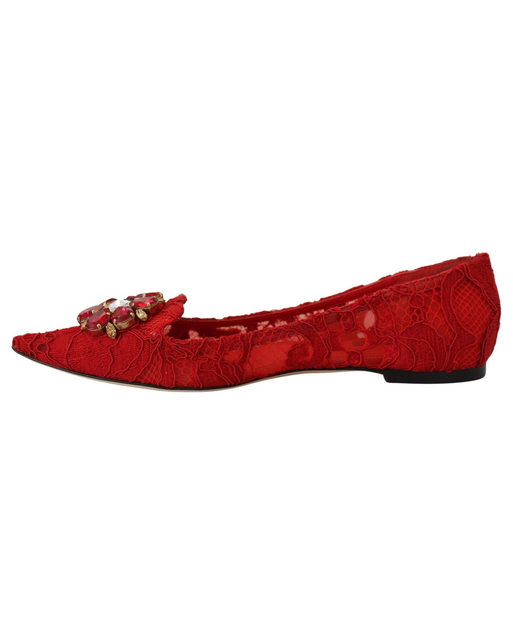Dolce & Gabbana Red Taormina Crystals Loafers Flats Flats