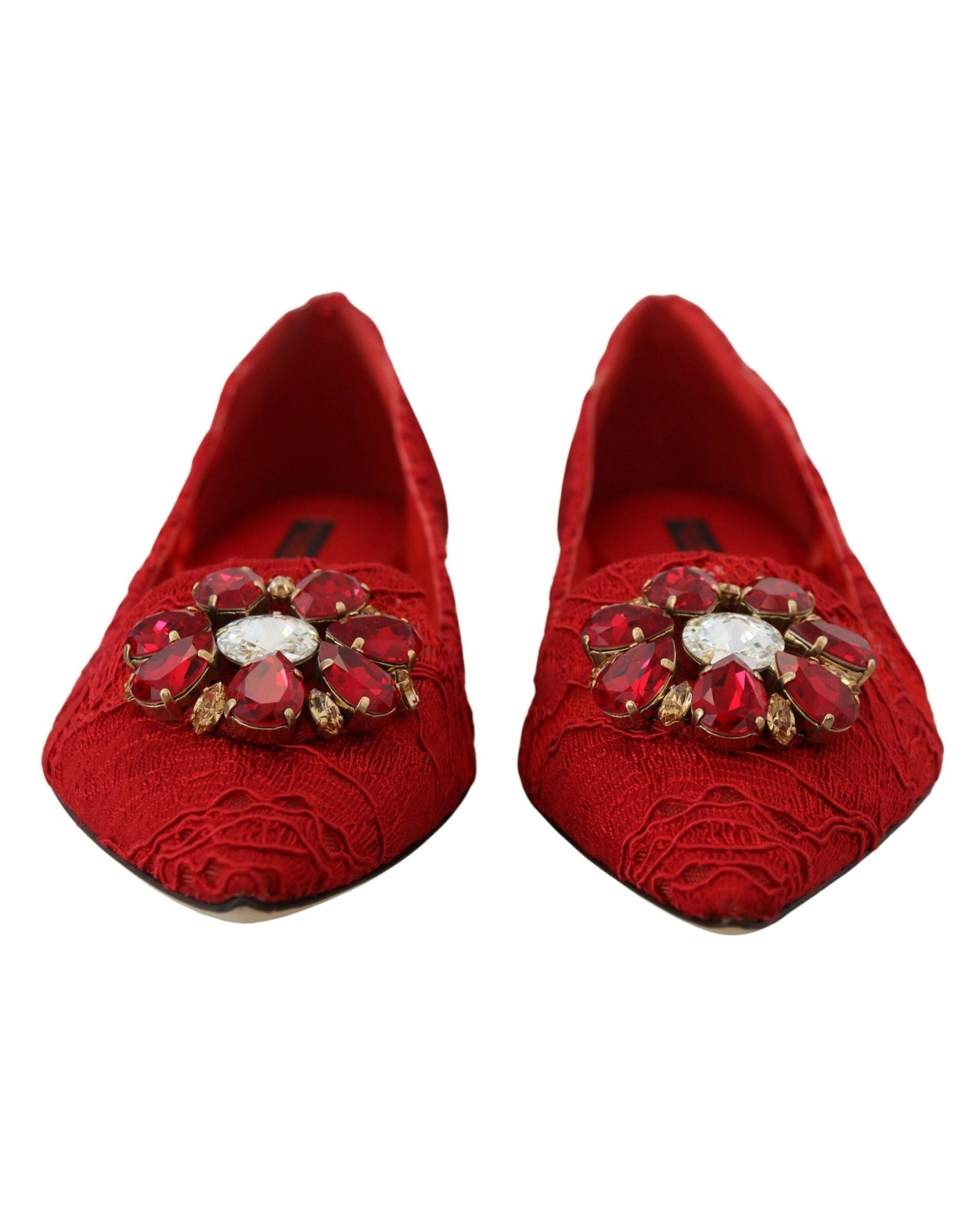 Dolce & Gabbana Red Taormina Crystals Loafers Flats Flats