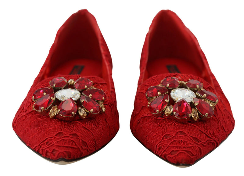 Dolce & Gabbana Red Taormina Crystals Loafers Flats Glam Steals