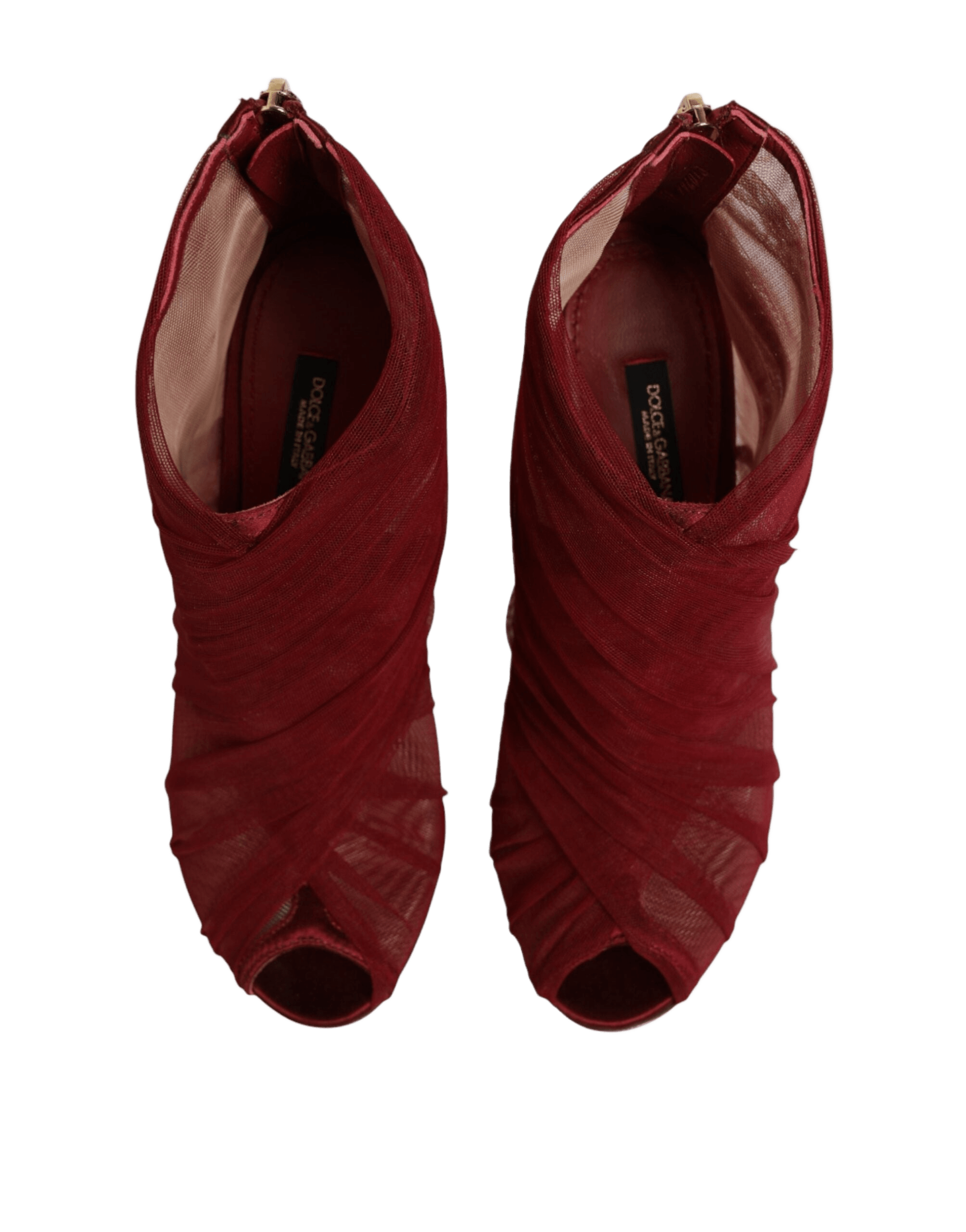 Dolce & Gabbana Red Tulle Ankle Boots Stiletto Heels Shoes Glam Steals