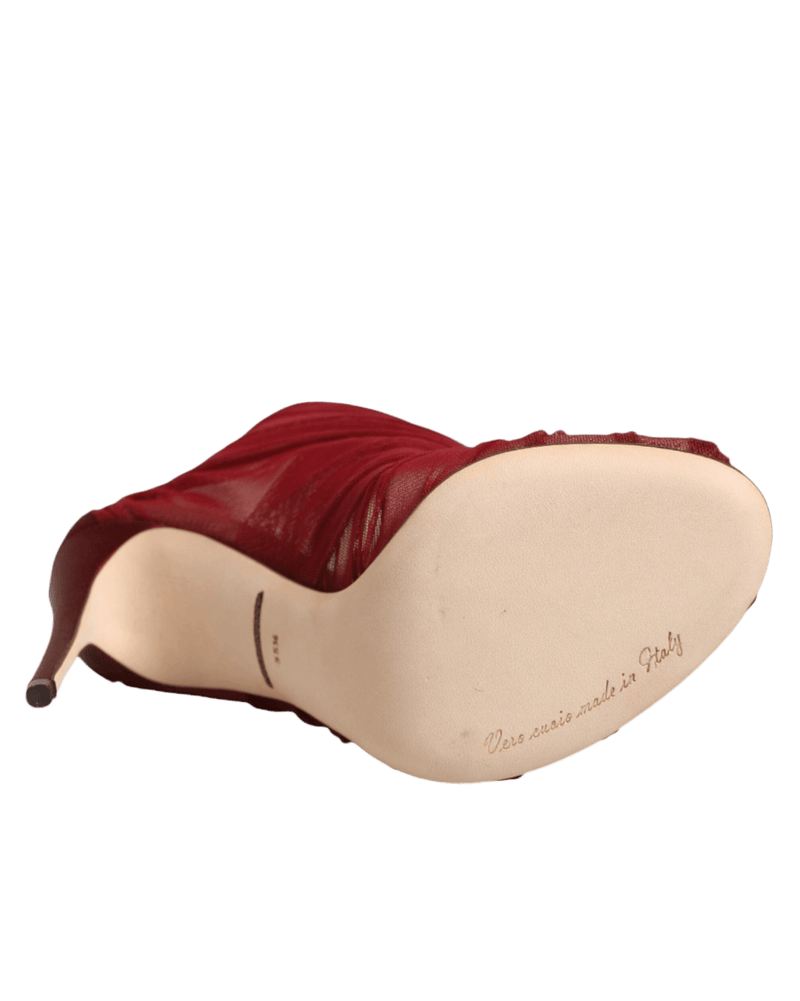 Dolce & Gabbana Red Tulle Ankle Boots Stiletto Heels Shoes Glam Steals