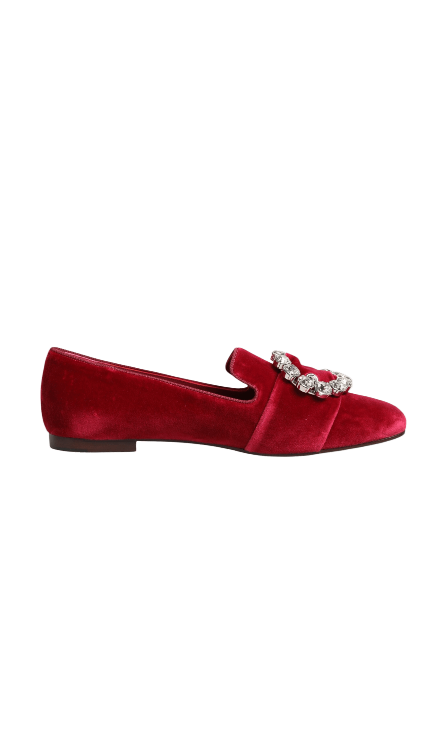 Dolce & Gabbana Red Velvet Crystal Buckle Loafers Flats Shoes Glam Steals