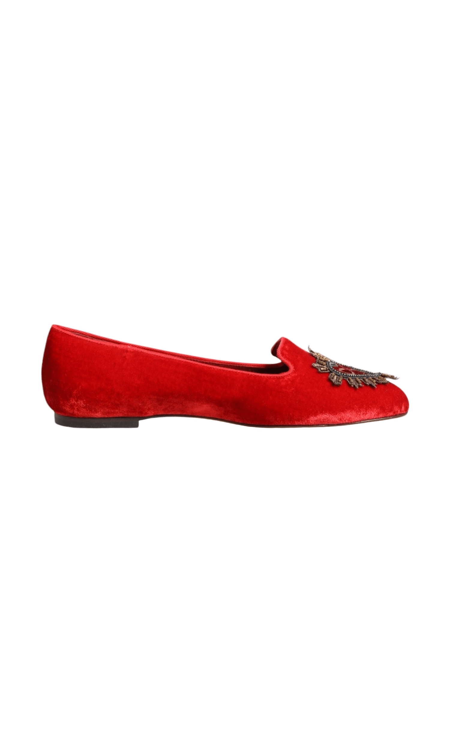 Dolce & Gabbana Red Velvet Dg Heart Loafers Flats Shoes Glam Steals