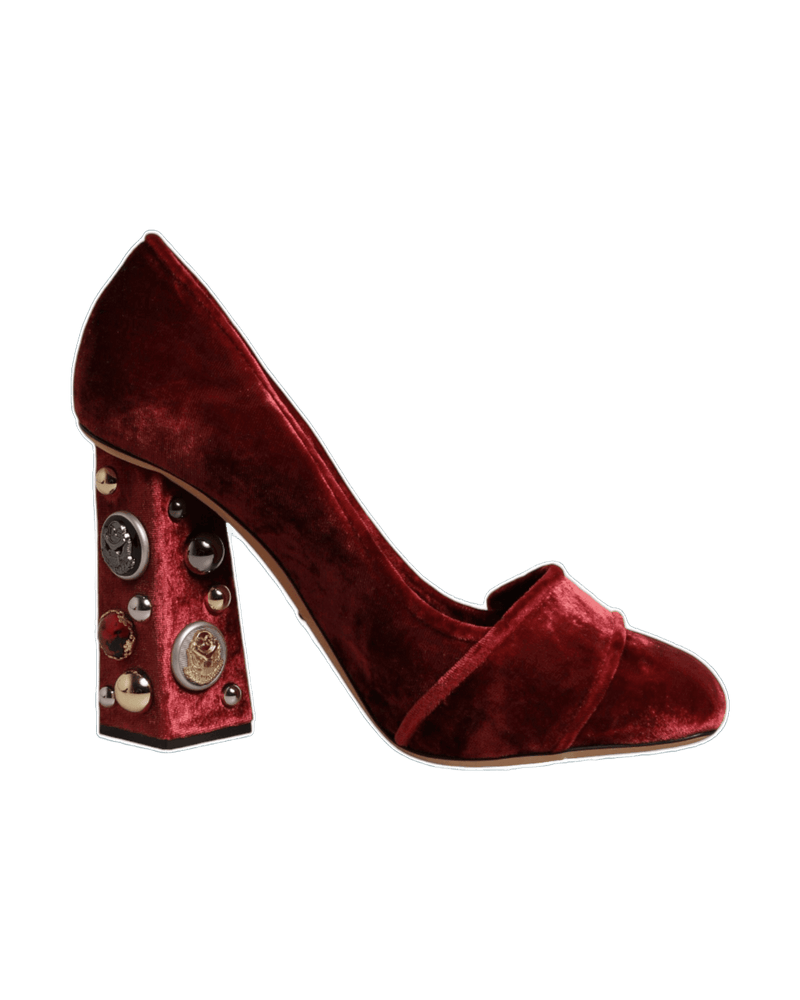 Dolce & Gabbana Red Velvet Embellished Heels Glam Steals