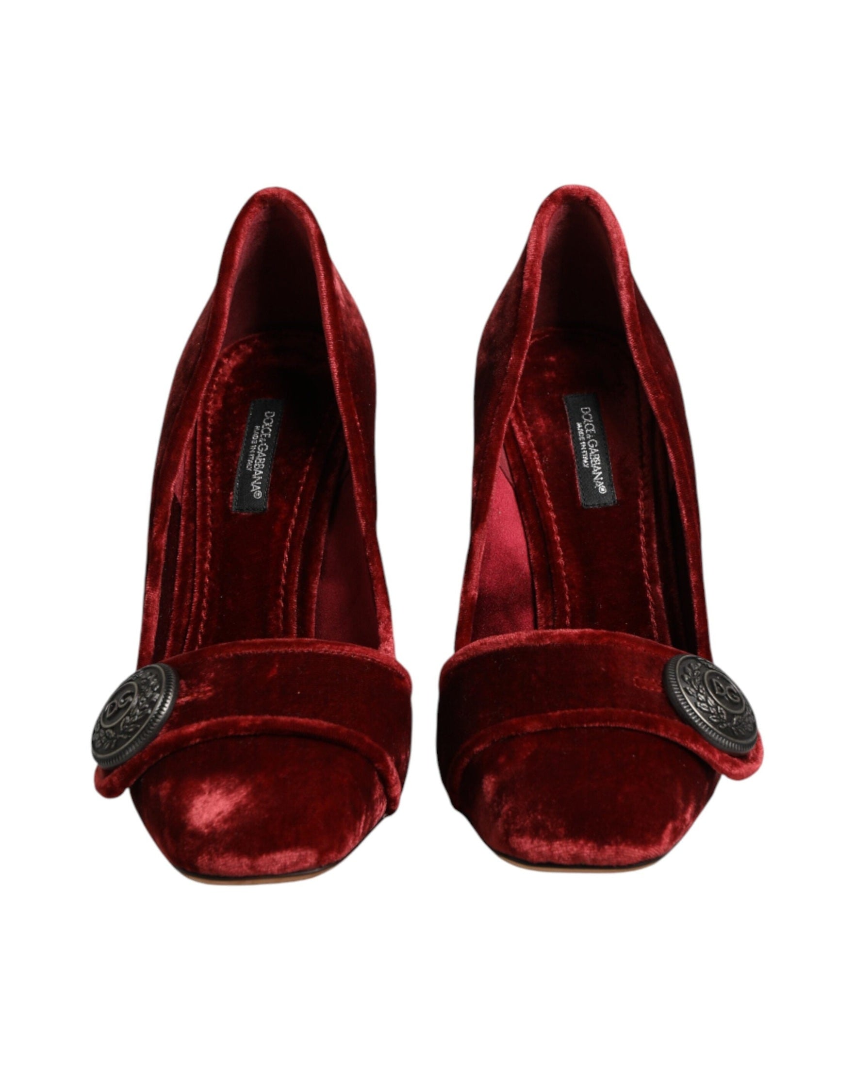 Dolce & Gabbana Red Velvet Embellished Heels Glam Steals