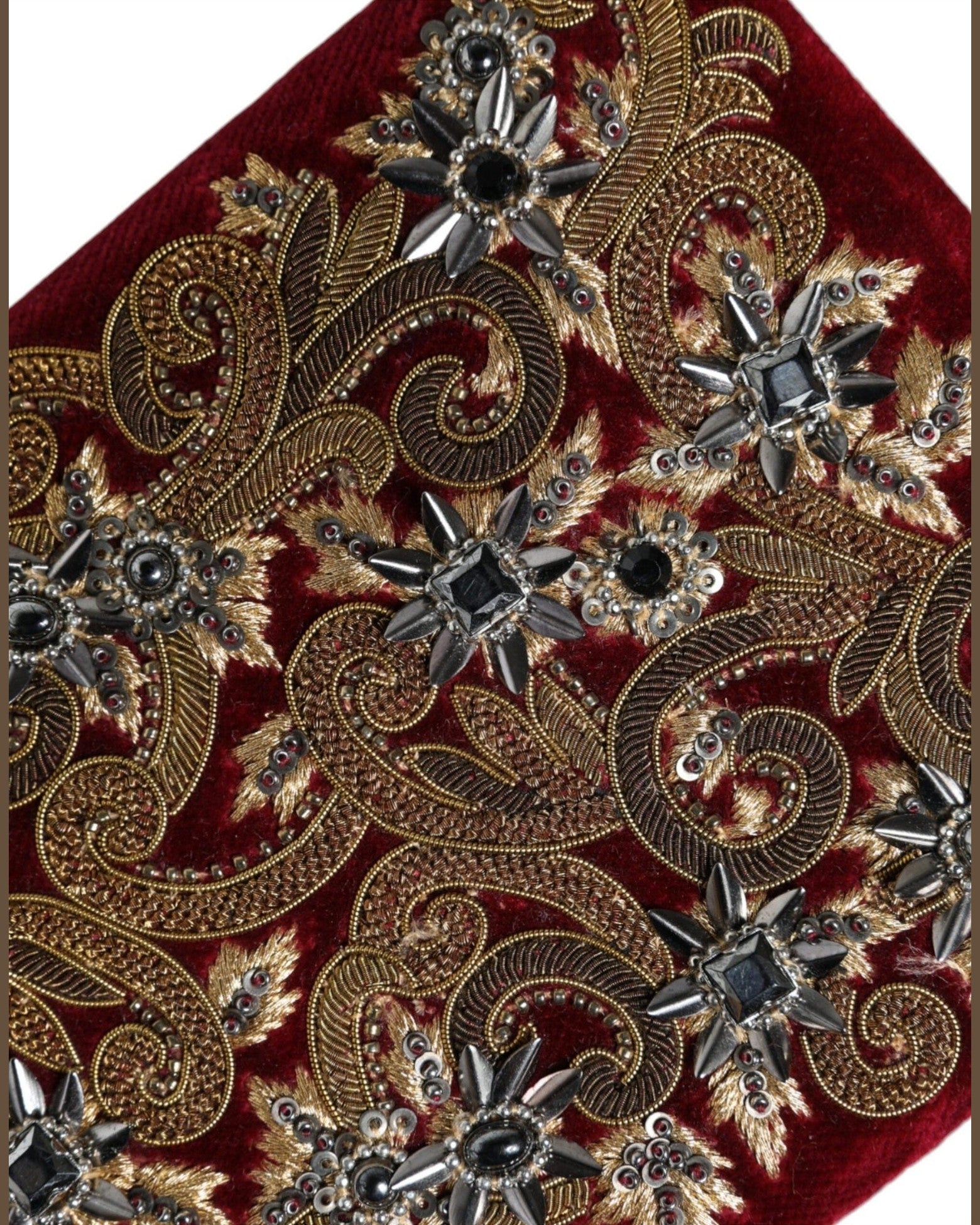 Dolce & Gabbana Velvet Frame Clutch Evening Party Purse Red Gold Bag Glam Steals