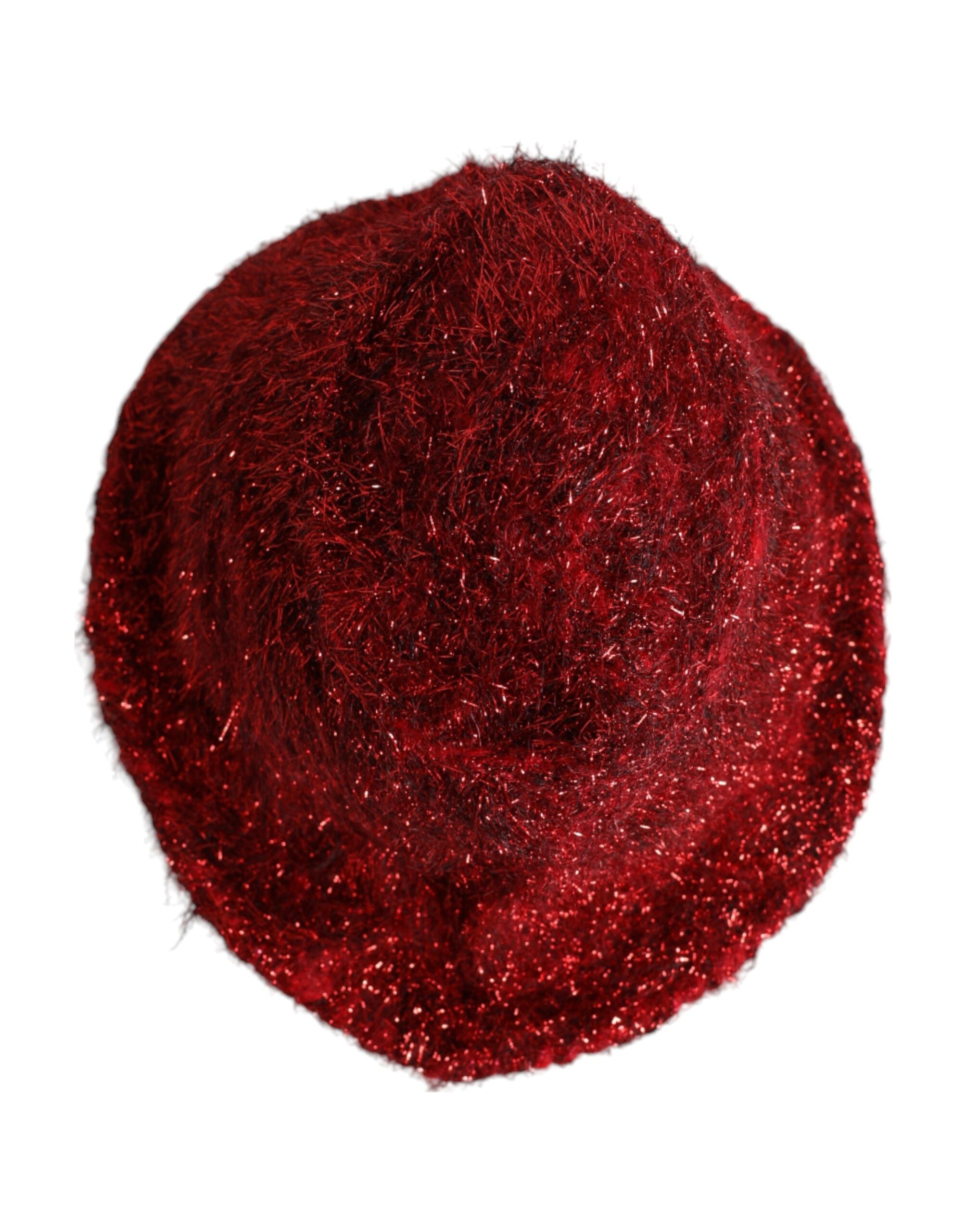 Dolce & Gabbana Red Viscose Tinsel Wide Brim Bucket Hat Glam Steals