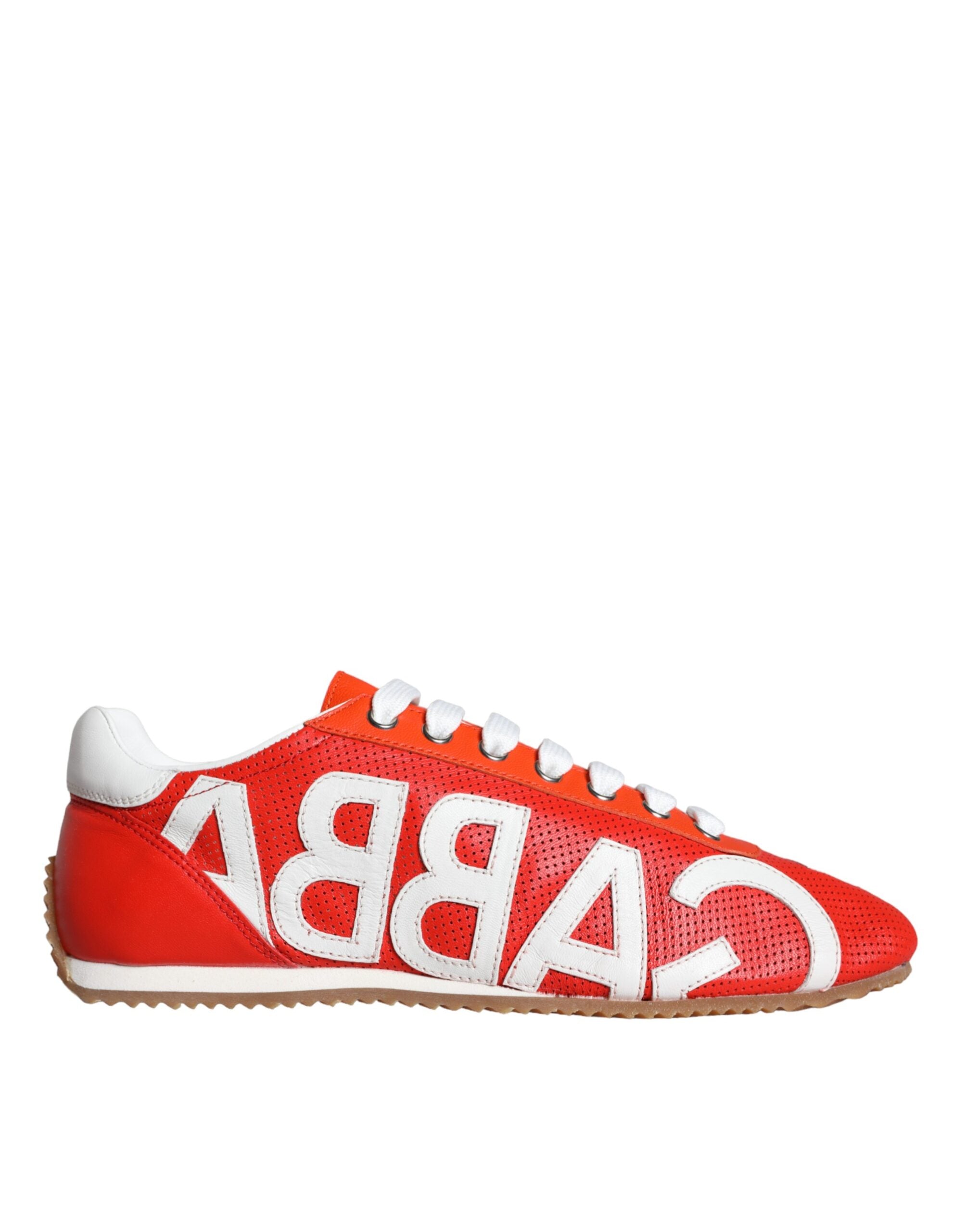 Dolce & Gabbana Red White Leather Logo Casual Sneakers Shoes Glam Steals