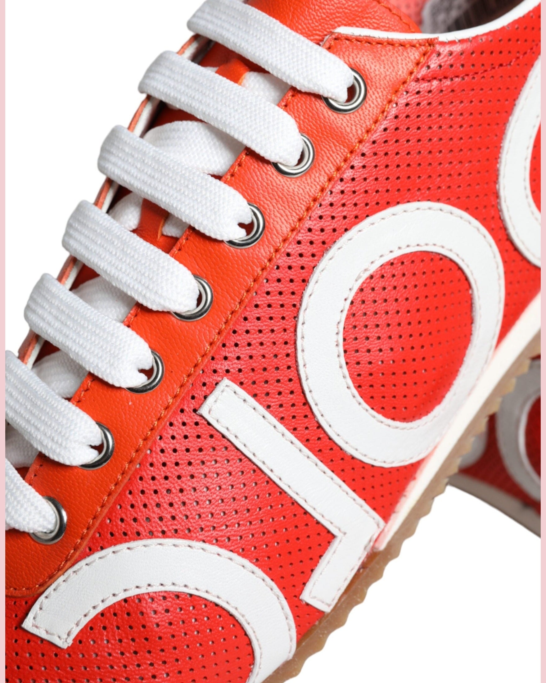 Dolce & Gabbana Red White Leather Logo Casual Sneakers Shoes Glam Steals