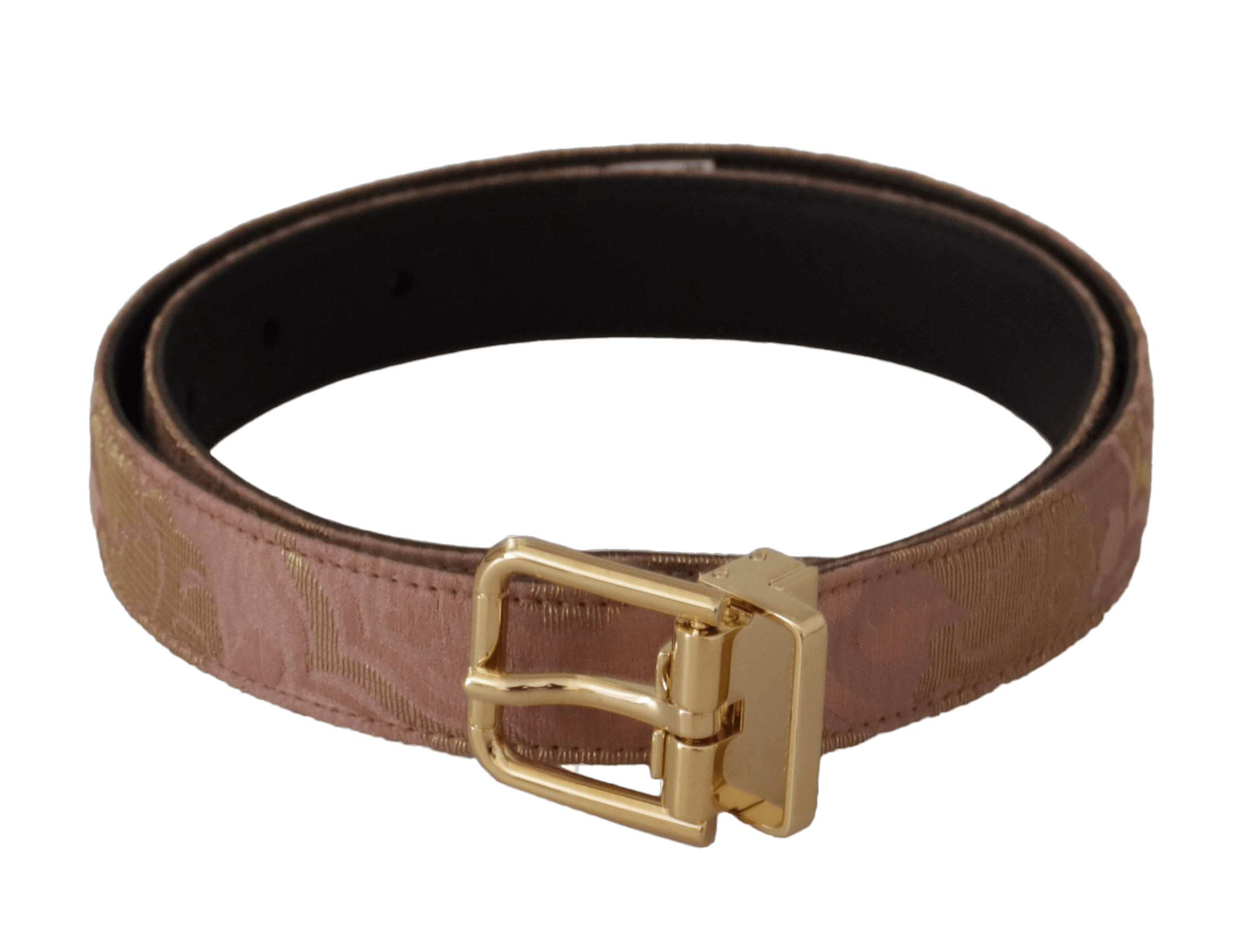 Dolce & Gabbana Rose Gold Leather Logo Engraved Metal Buckle Belt Glam Steals