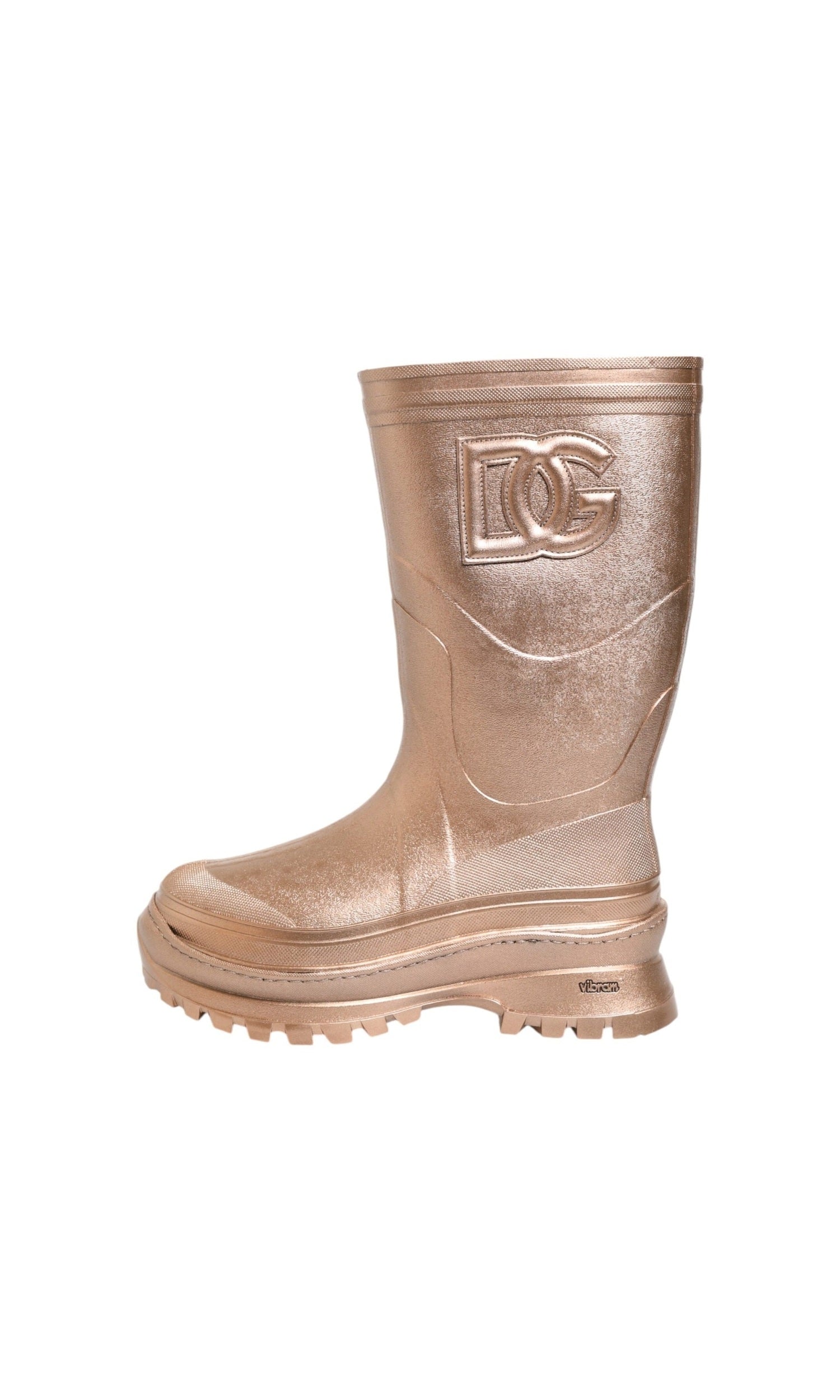Dolce & Gabbana Rose Gold Rubber Pull On Rain Boots Shoes Glam Steals