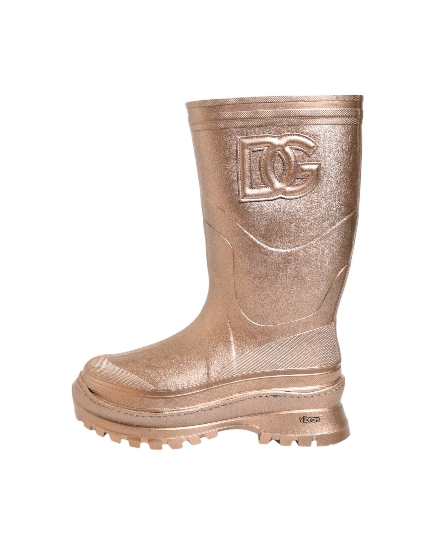 Dolce & Gabbana Rose Gold Rubber Pull On Rain Boots Shoes Glam Steals