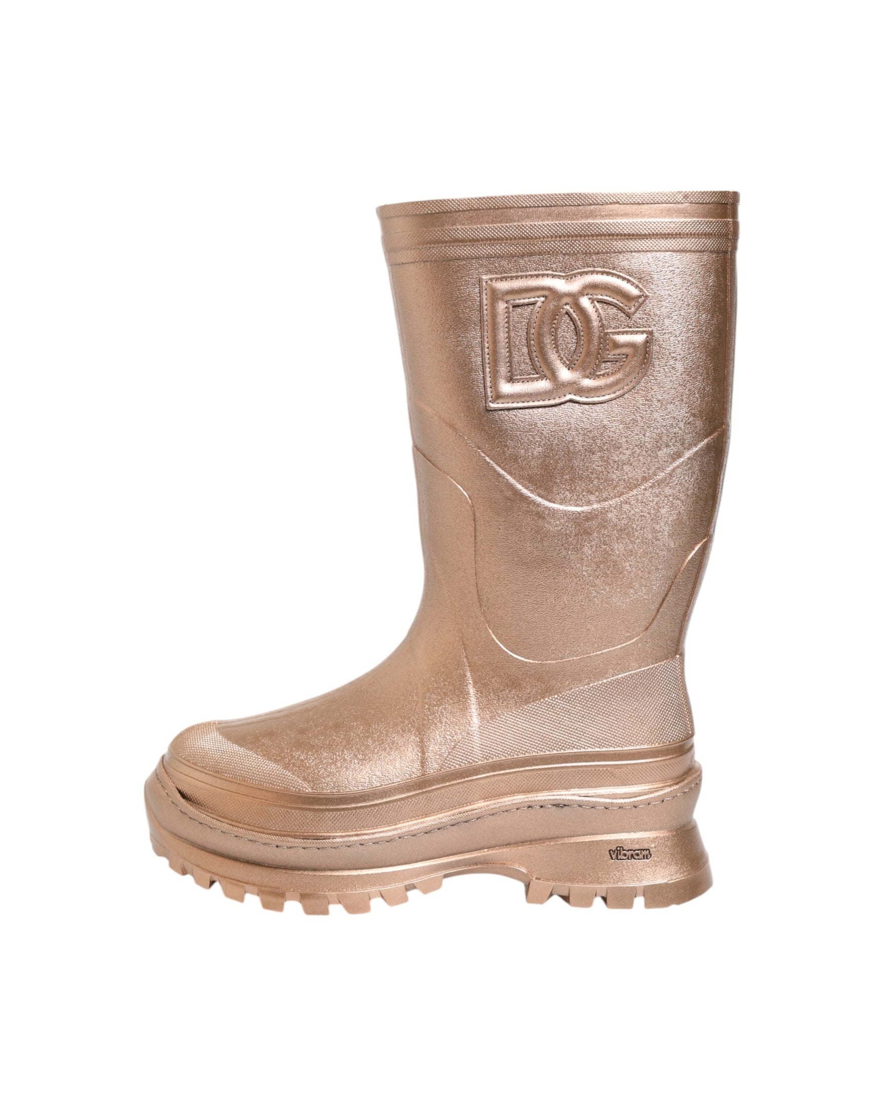 Dolce & Gabbana Rose Gold Rubber Pull On Rain Boots Shoes Glam Steals