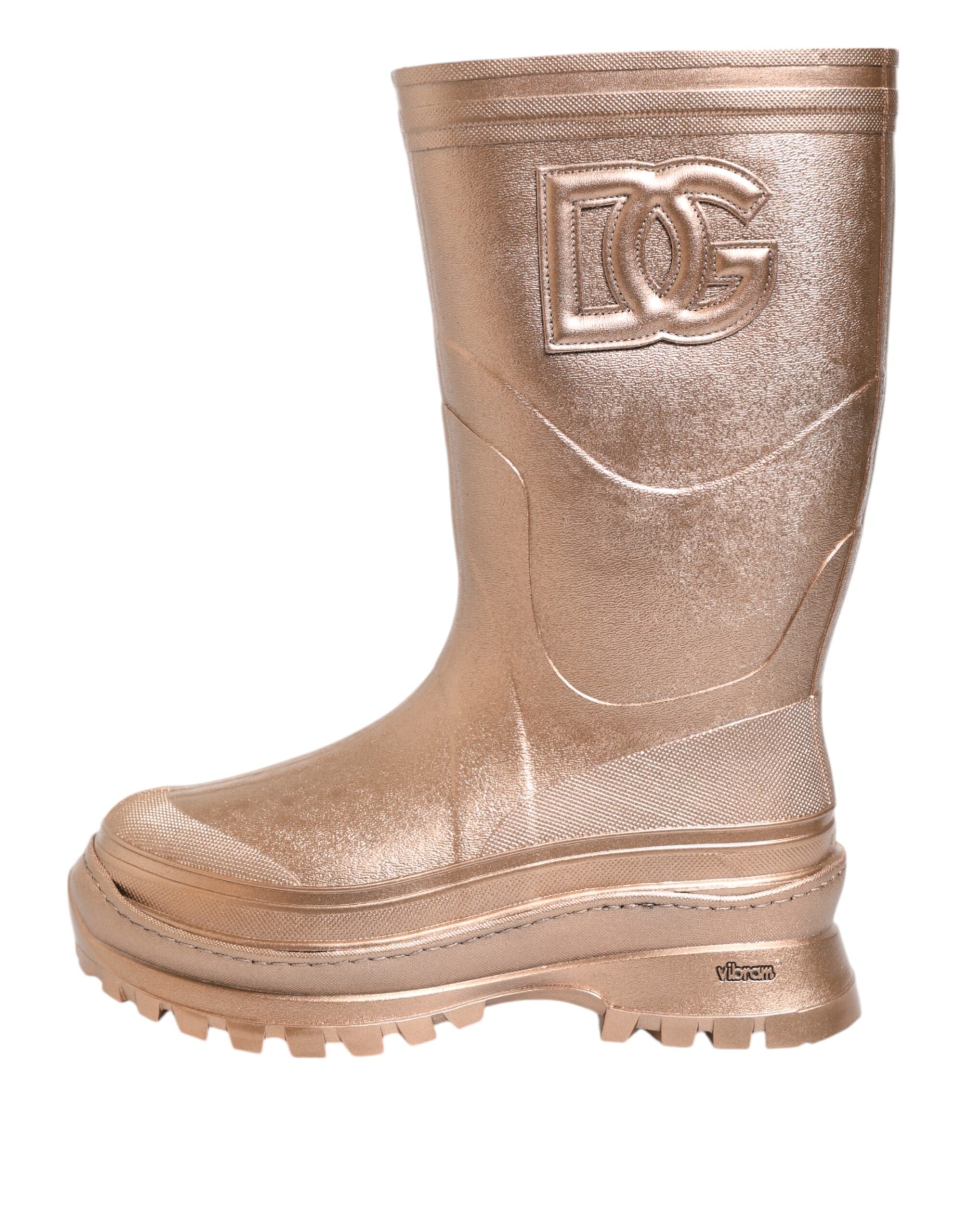 Dolce & Gabbana Rose Gold Rubber Pull On Rain Boots Shoes Glam Steals
