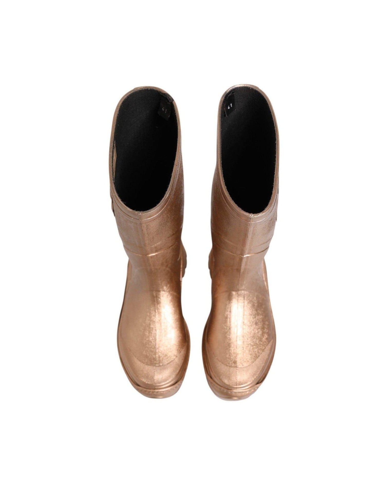 Dolce & Gabbana Rose Gold Rubber Pull On Rain Boots Shoes Glam Steals