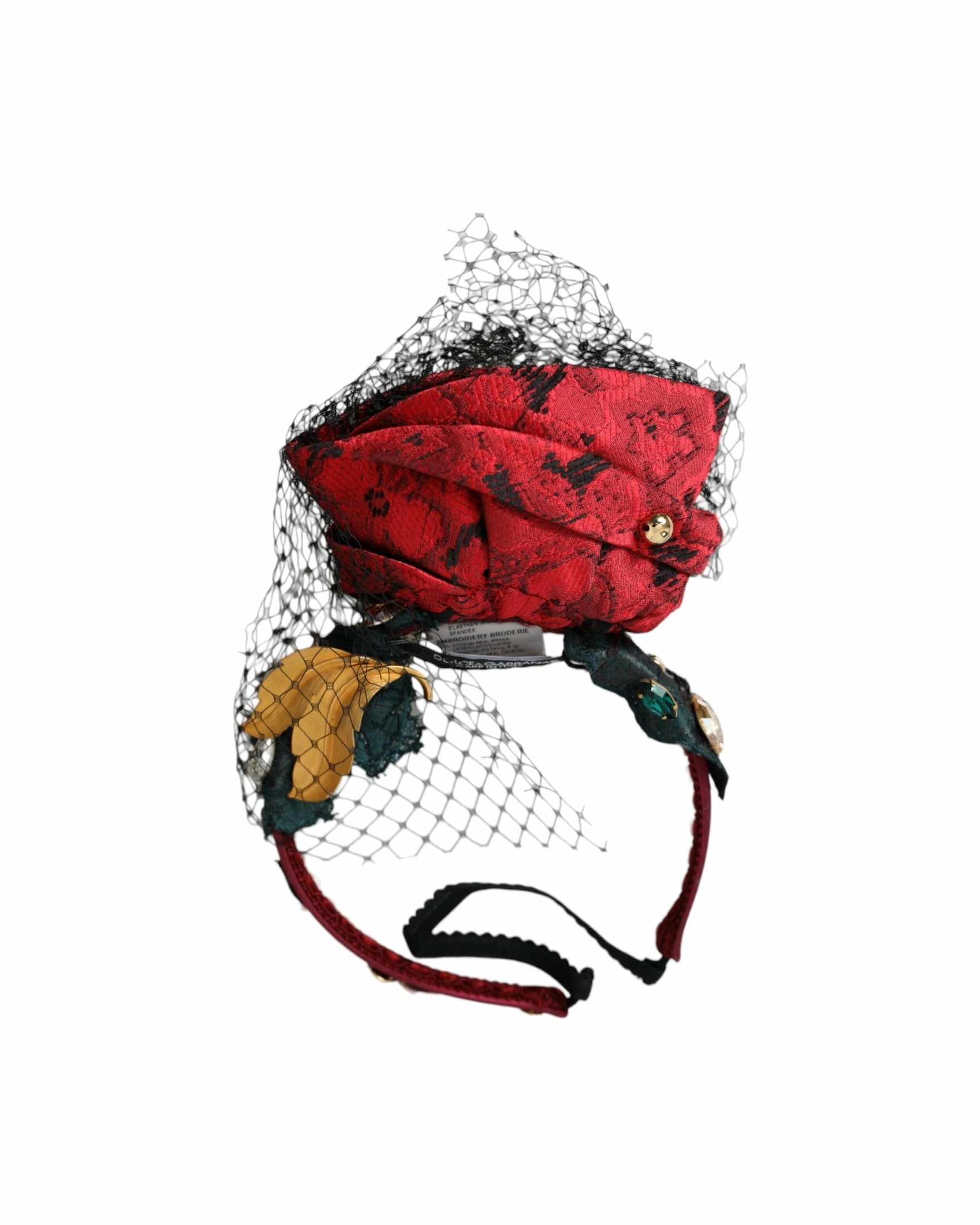 Dolce & Gabbana Rose Silk Crystal Netted Logo Headband Multicolor Diadem Glam Steals