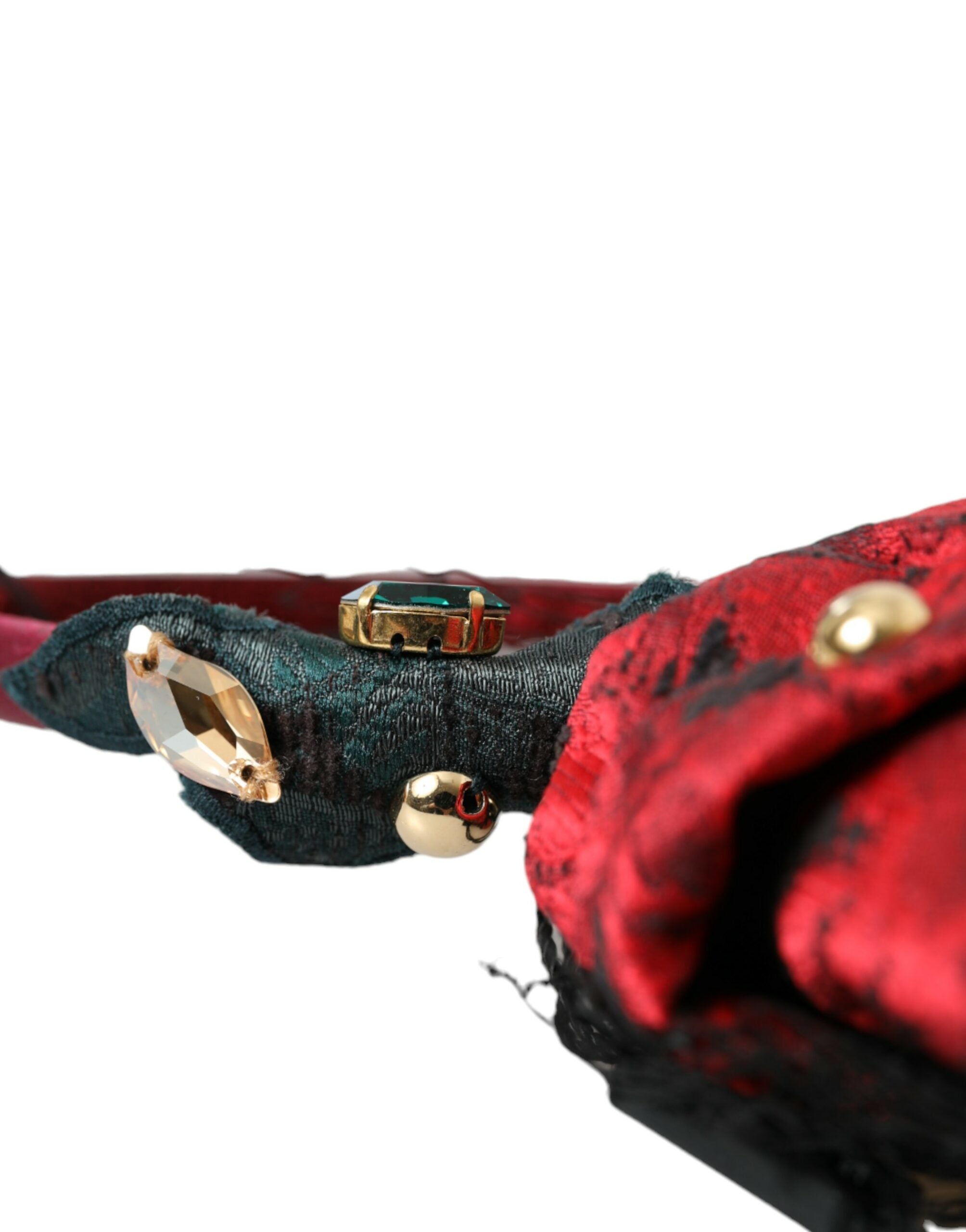 Dolce & Gabbana Rose Silk Crystal Netted Logo Headband Multicolor Diadem Glam Steals