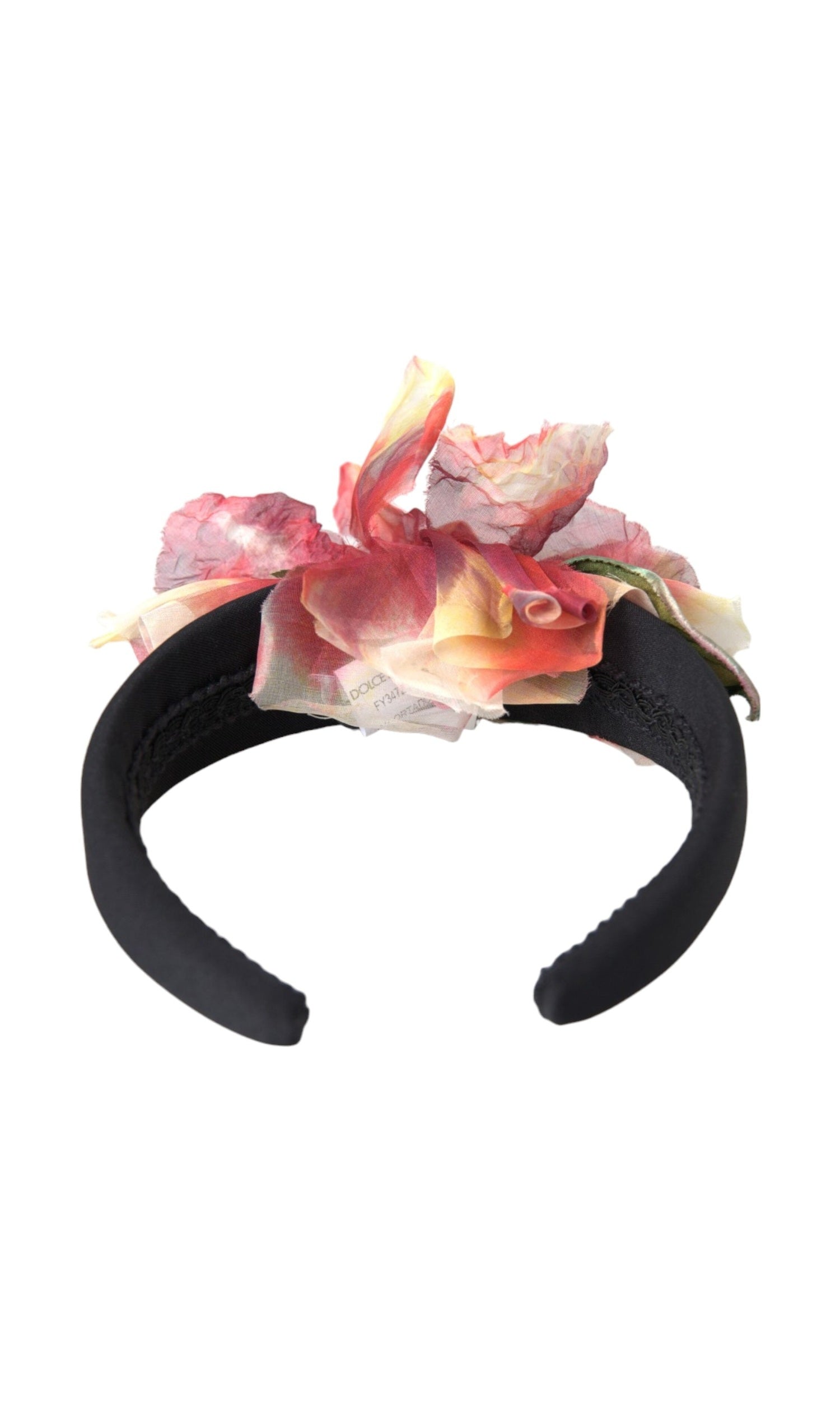 Dolce & Gabbana Rose Silk Floral Tiara Women Hairband Pink Black Diadem Glam Steals