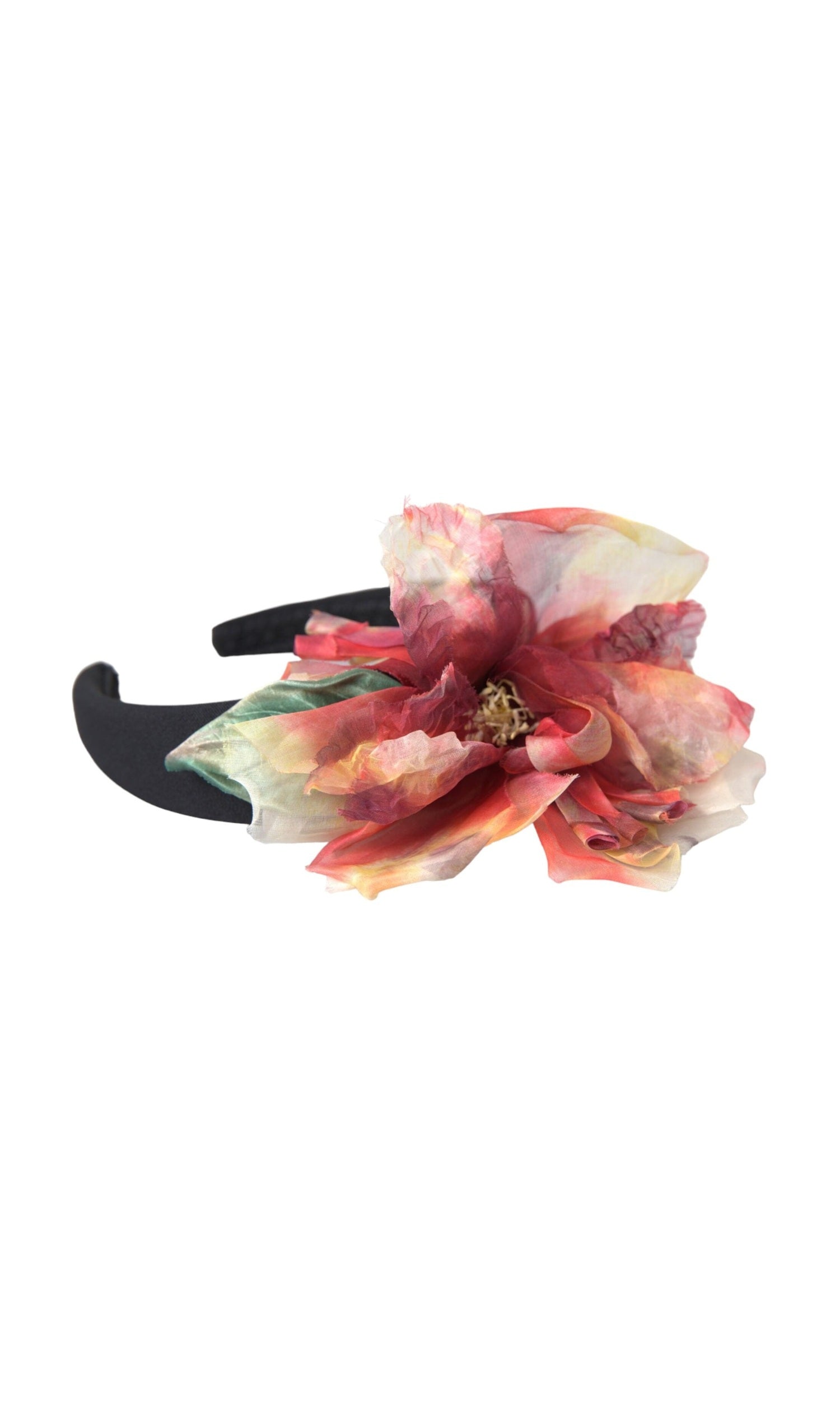 Dolce & Gabbana Rose Silk Floral Tiara Women Hairband Pink Black Diadem Glam Steals