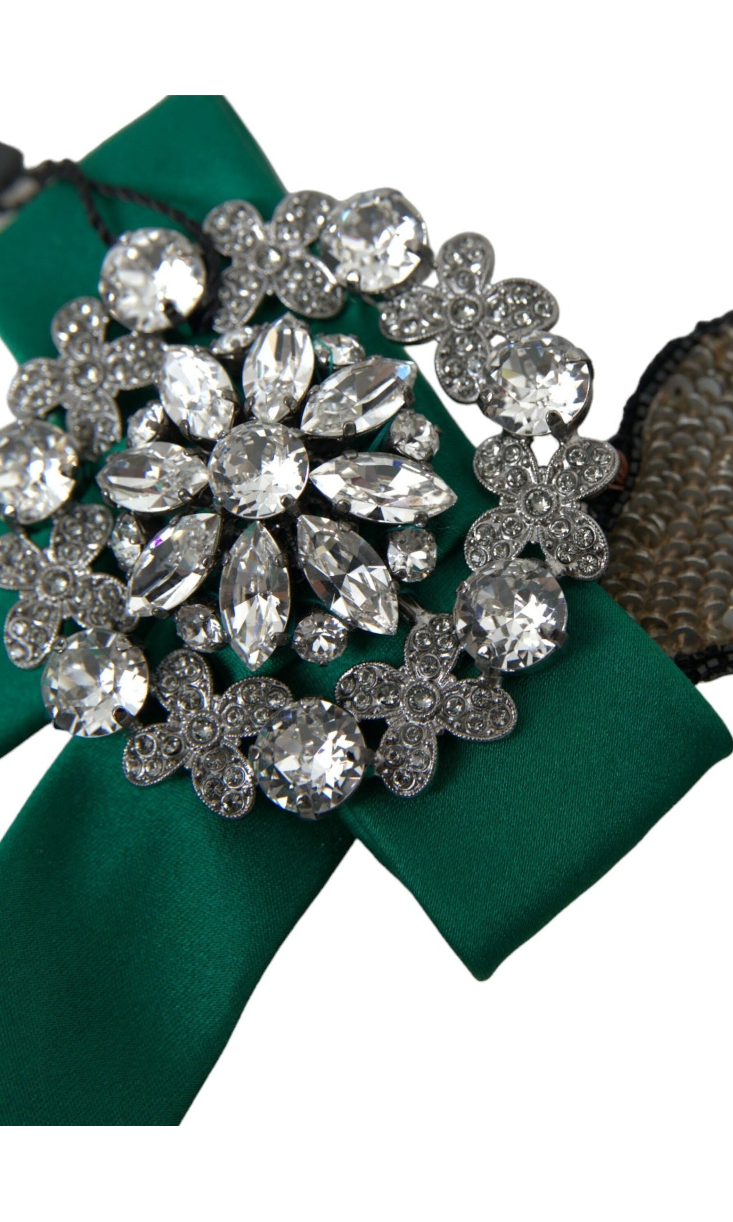 Dolce & Gabbana Satin Bird Crystal Women Hair Green Clip Glam Steals