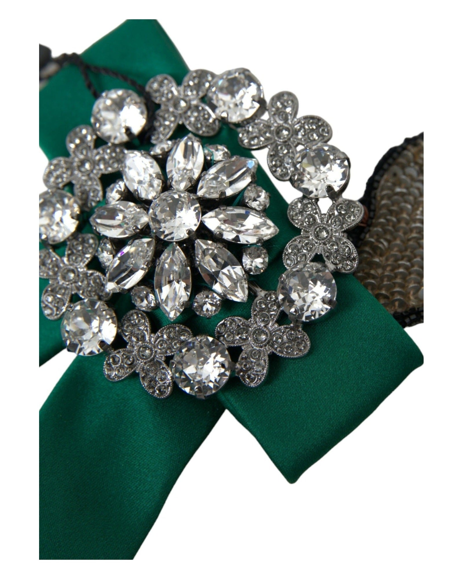Dolce & Gabbana Satin Bird Crystal Women Hair Green Clip Glam Steals