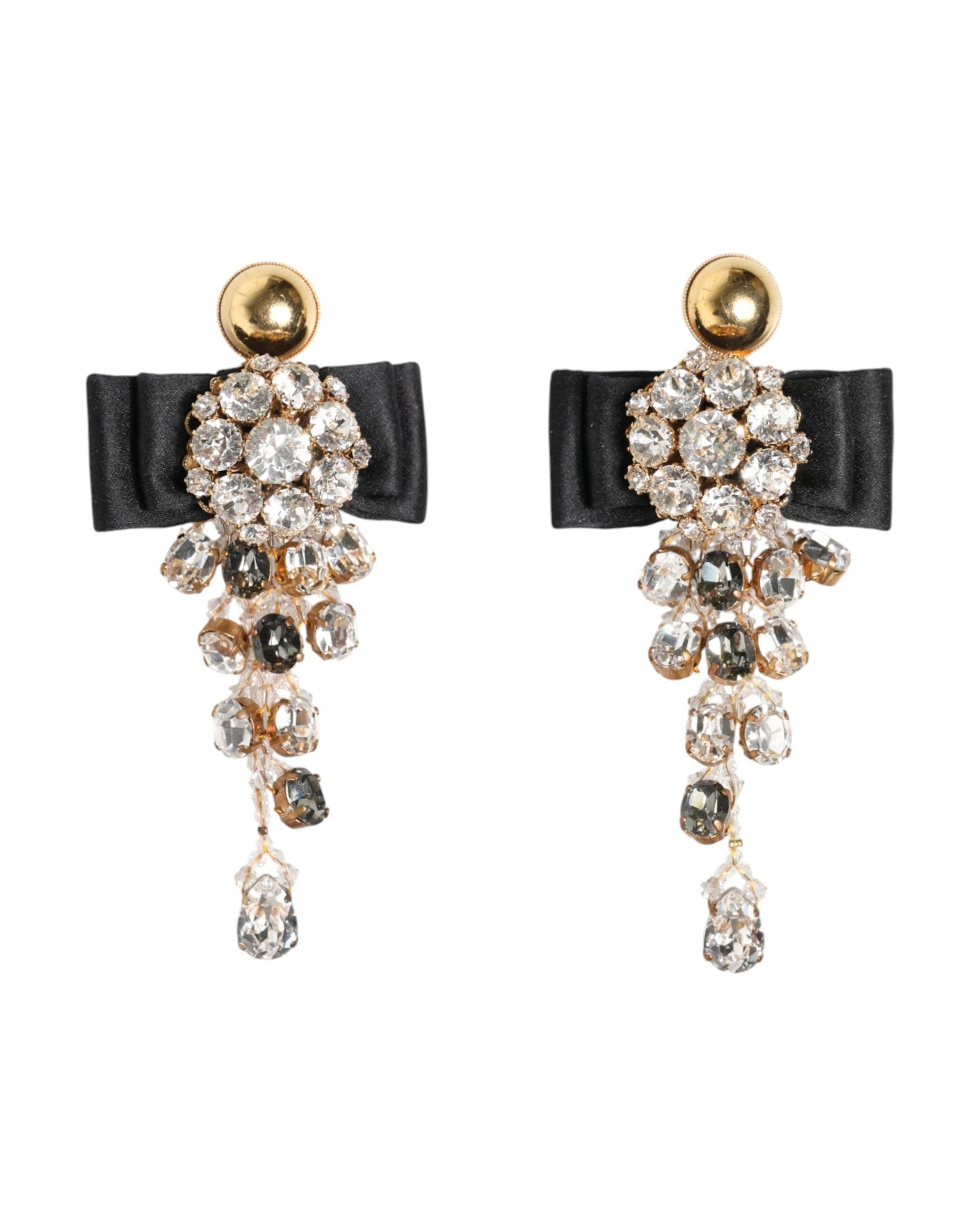 Dolce & Gabbana Satin Crystal Chandelier Bow Clip On Jewelry Earrings Glam Steals
