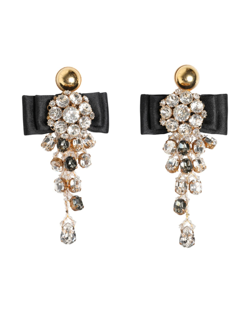 Dolce & Gabbana Satin Crystal Chandelier Bow Clip On Jewelry Earrings Glam Steals