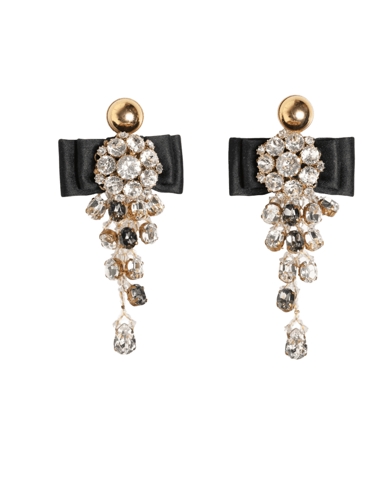 Dolce & Gabbana Satin Crystal Chandelier Bow Clip On Jewelry Earrings Glam Steals