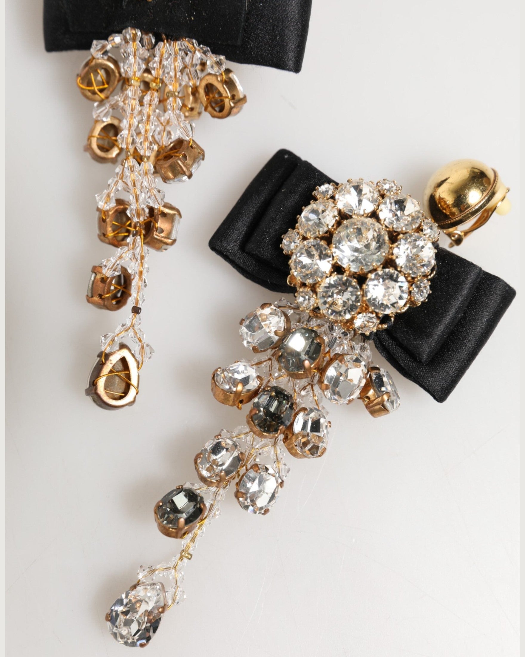 Dolce & Gabbana Satin Crystal Chandelier Bow Clip On Jewelry Earrings Glam Steals
