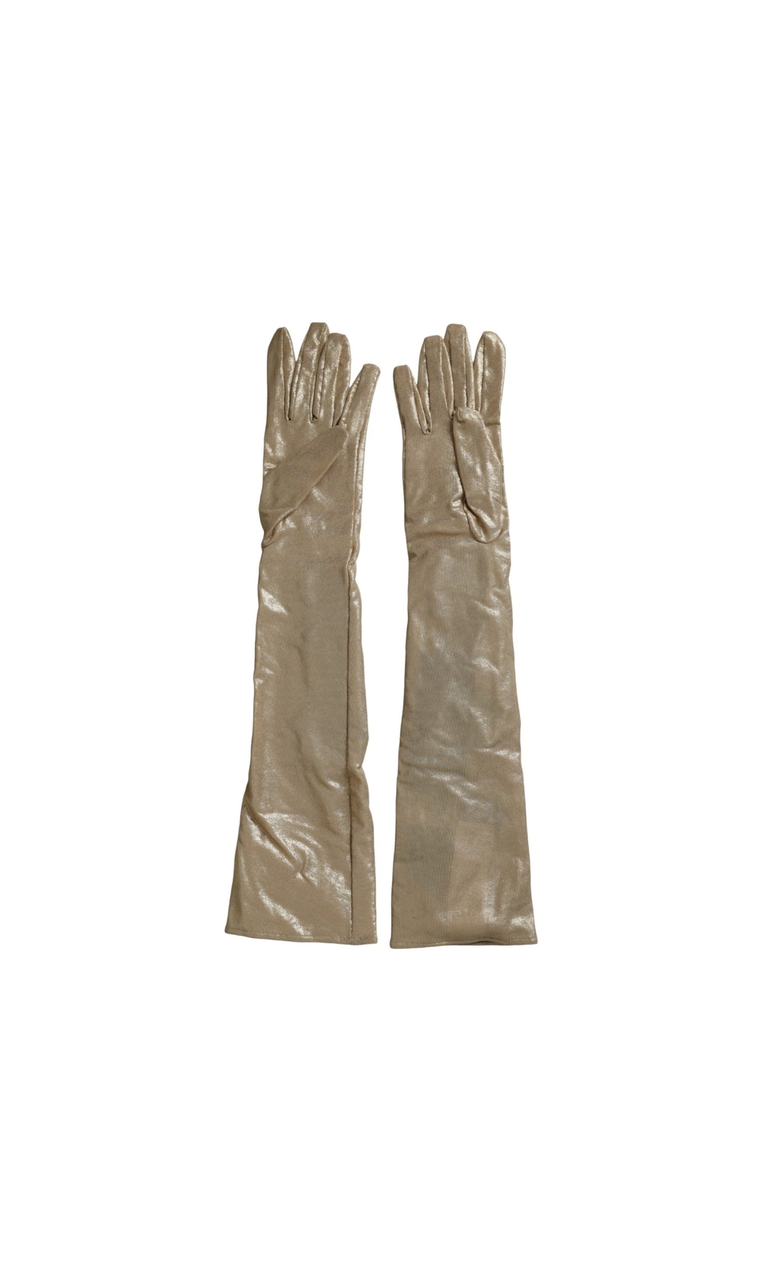 Dolce & Gabbana Satin Crystal Elbow Length Beige Gloves Glam Steals