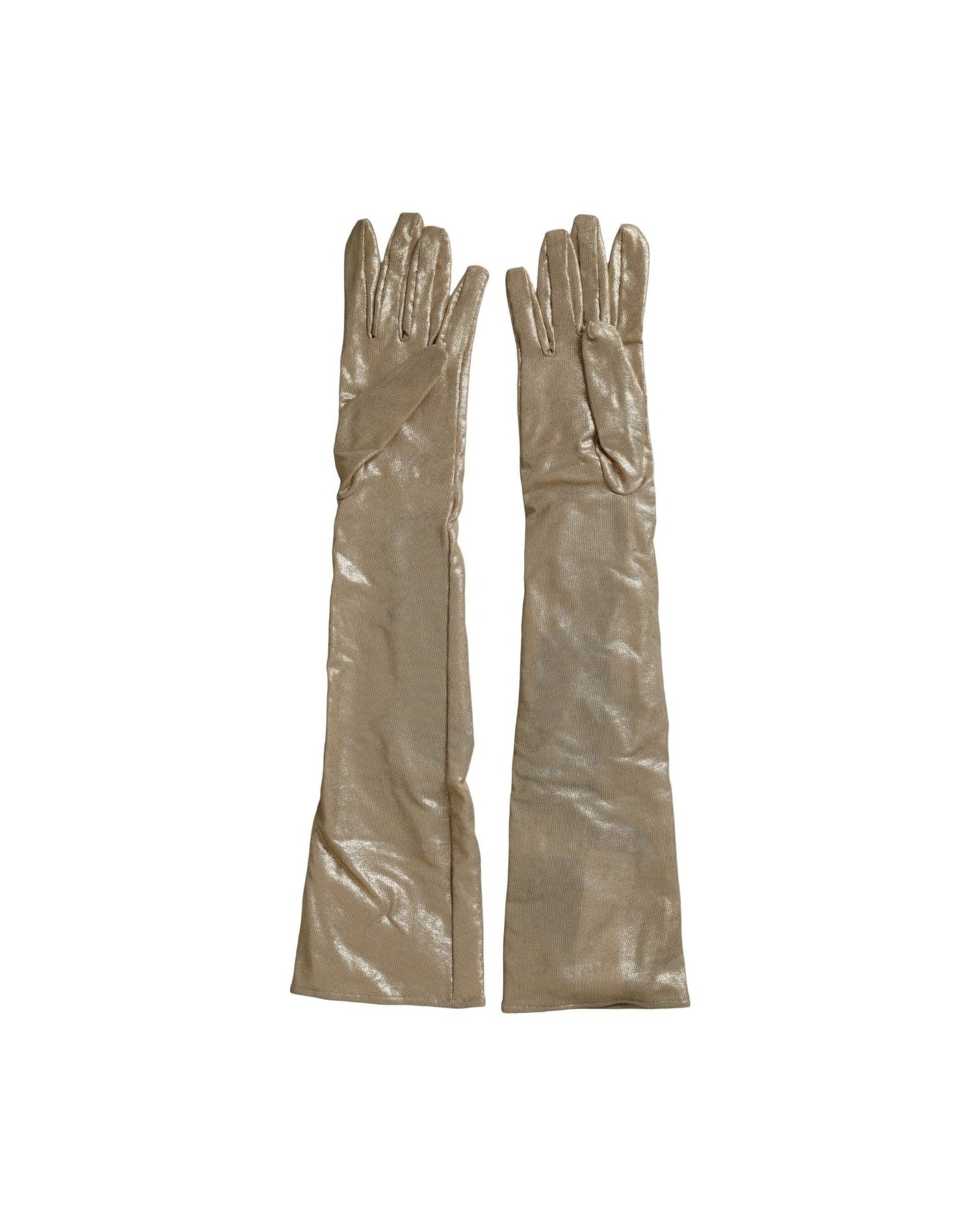 Dolce & Gabbana Satin Crystal Elbow Length Beige Gloves Glam Steals