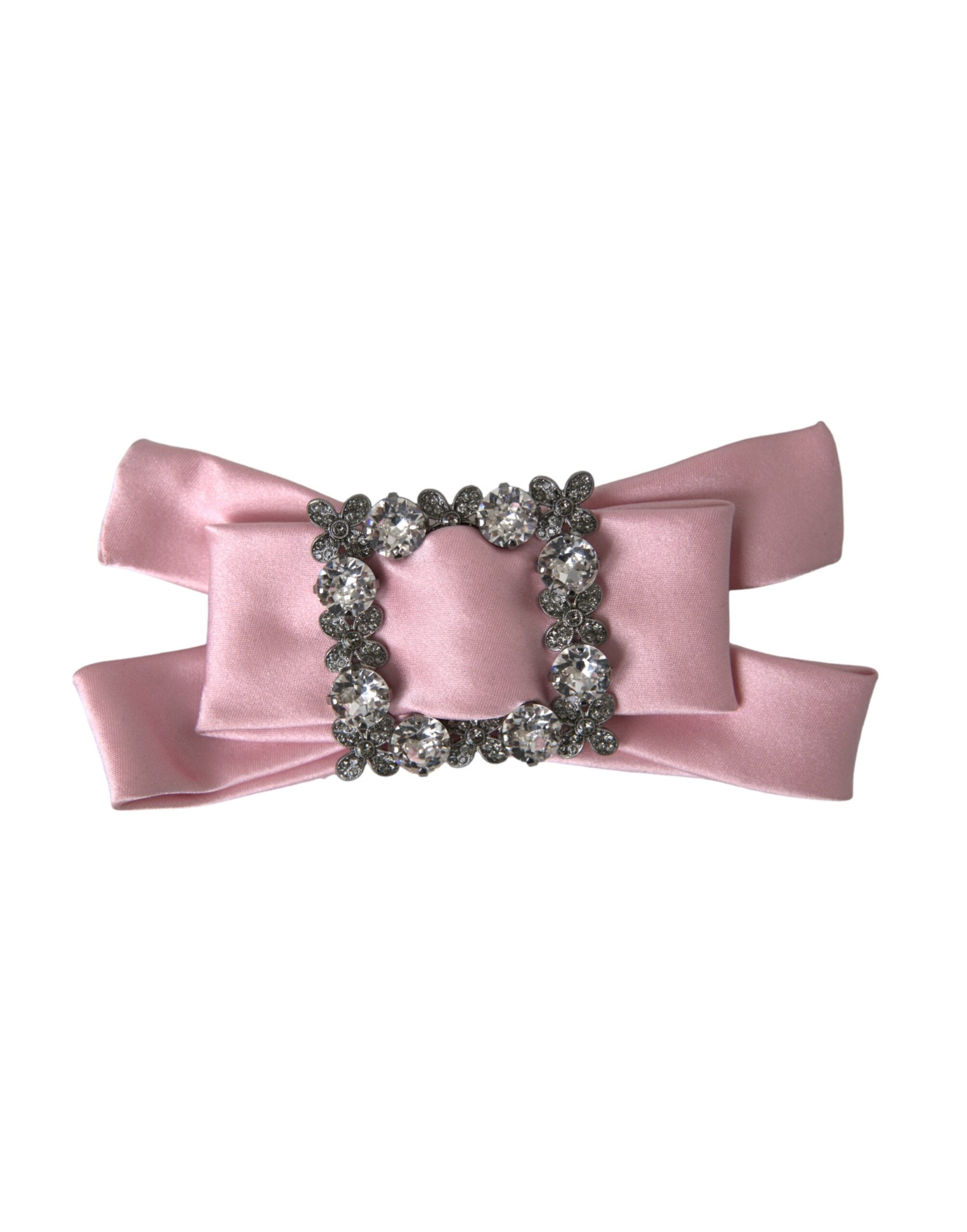 Dolce & Gabbana Satin Crystal Jewelry Brooch Hair Pink Pin