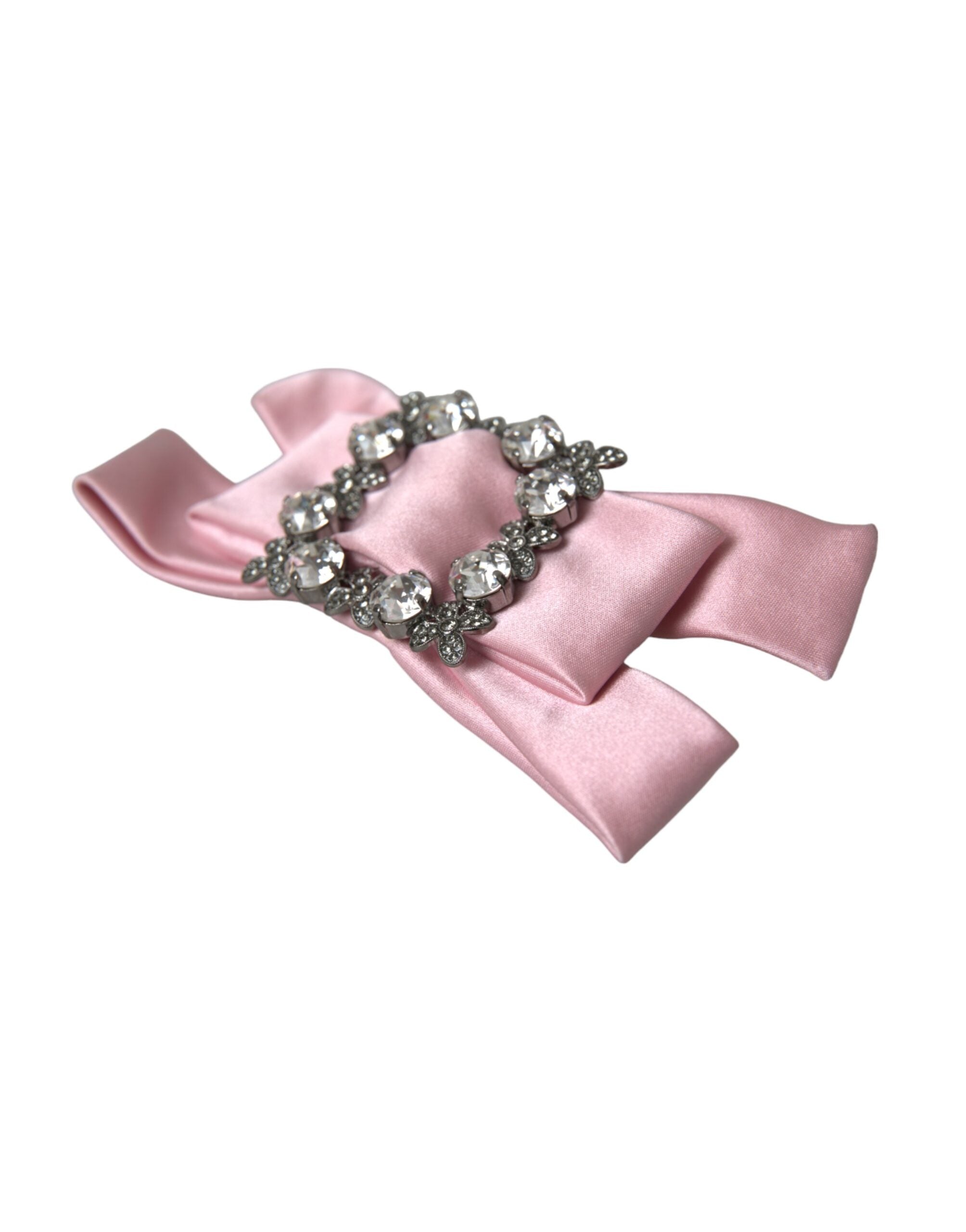 Dolce & Gabbana Satin Crystal Jewelry Brooch Hair Pink Pin