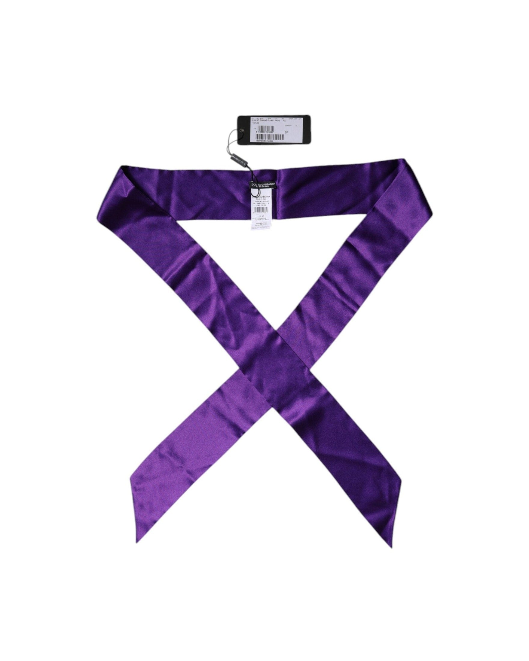 Dolce & Gabbana Satin Silk Skinny Neck Foulard Purple Scarf Glam Steals