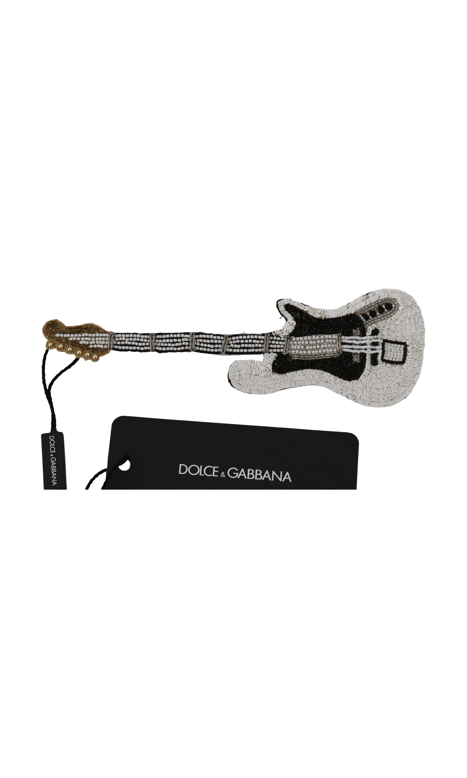 Dolce & Gabbana Sequined Guitar Pin Gold Brooch Glam Steals