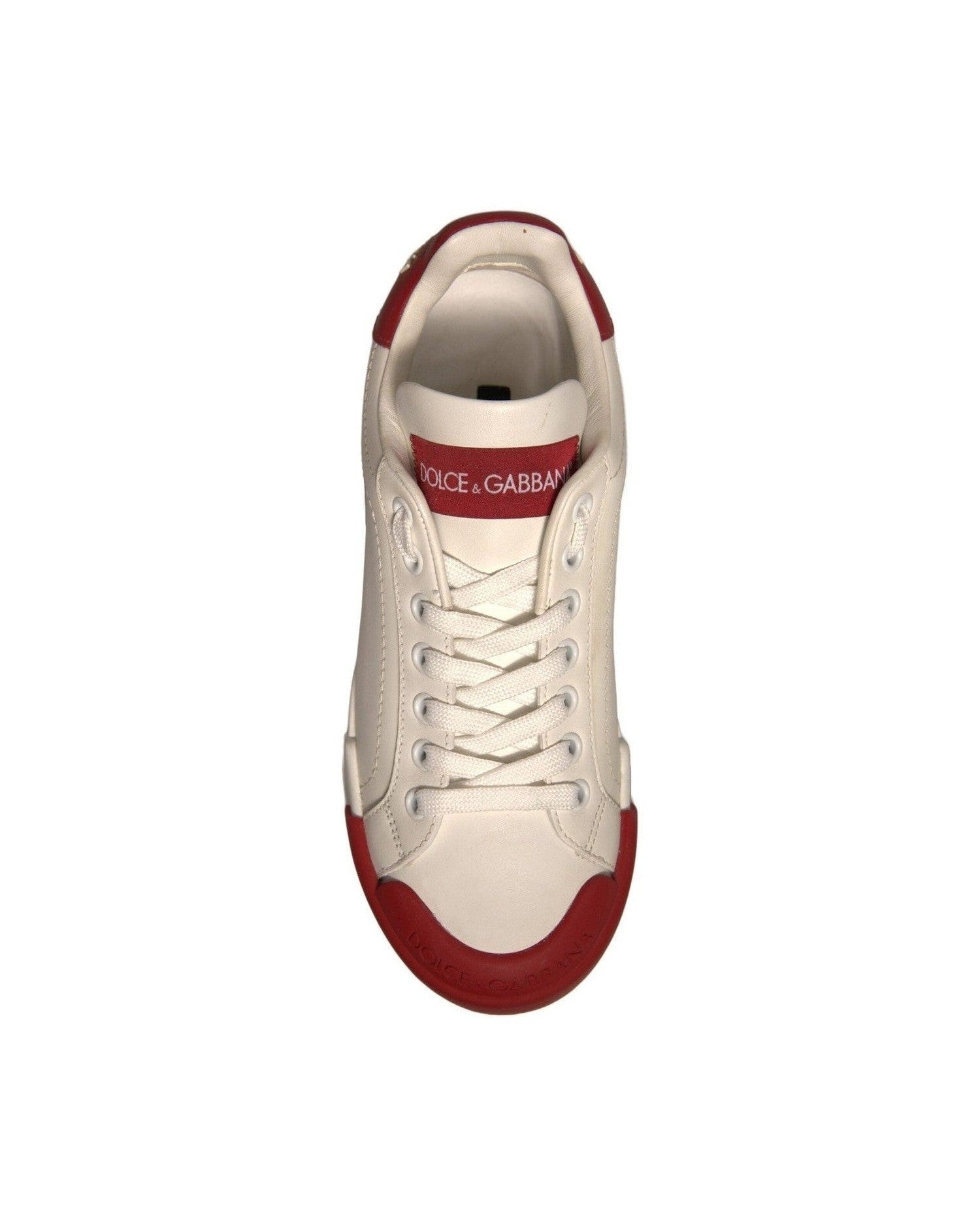 Dolce & Gabbana Shoes White Leather Logo Portofino Sneakers Sneakers