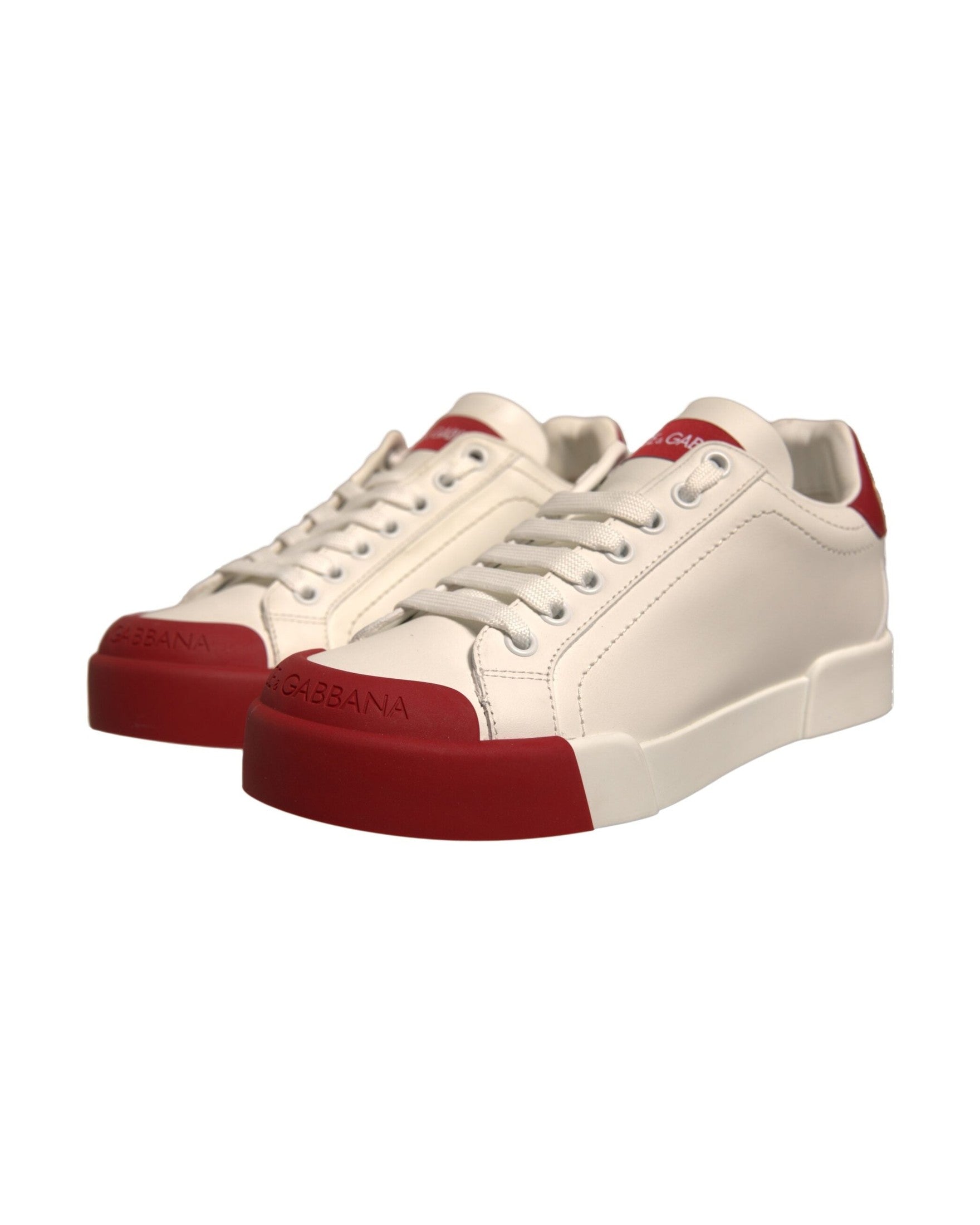 Dolce & Gabbana Shoes White Leather Logo Portofino Sneakers Glam Steals