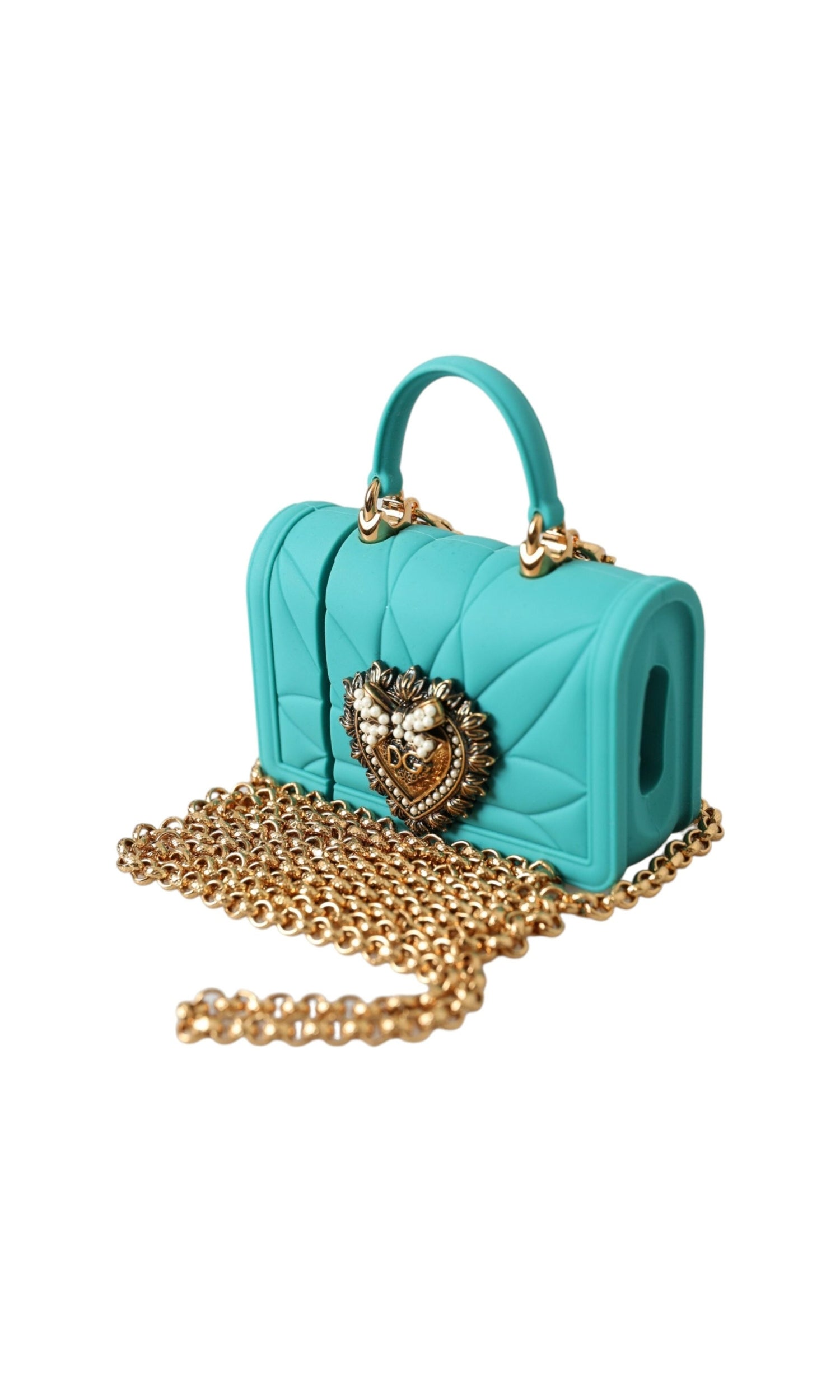 Dolce & Gabbana Silicone Devotion Heart Cover Bag Airpods Turquoise Case Glam Steals