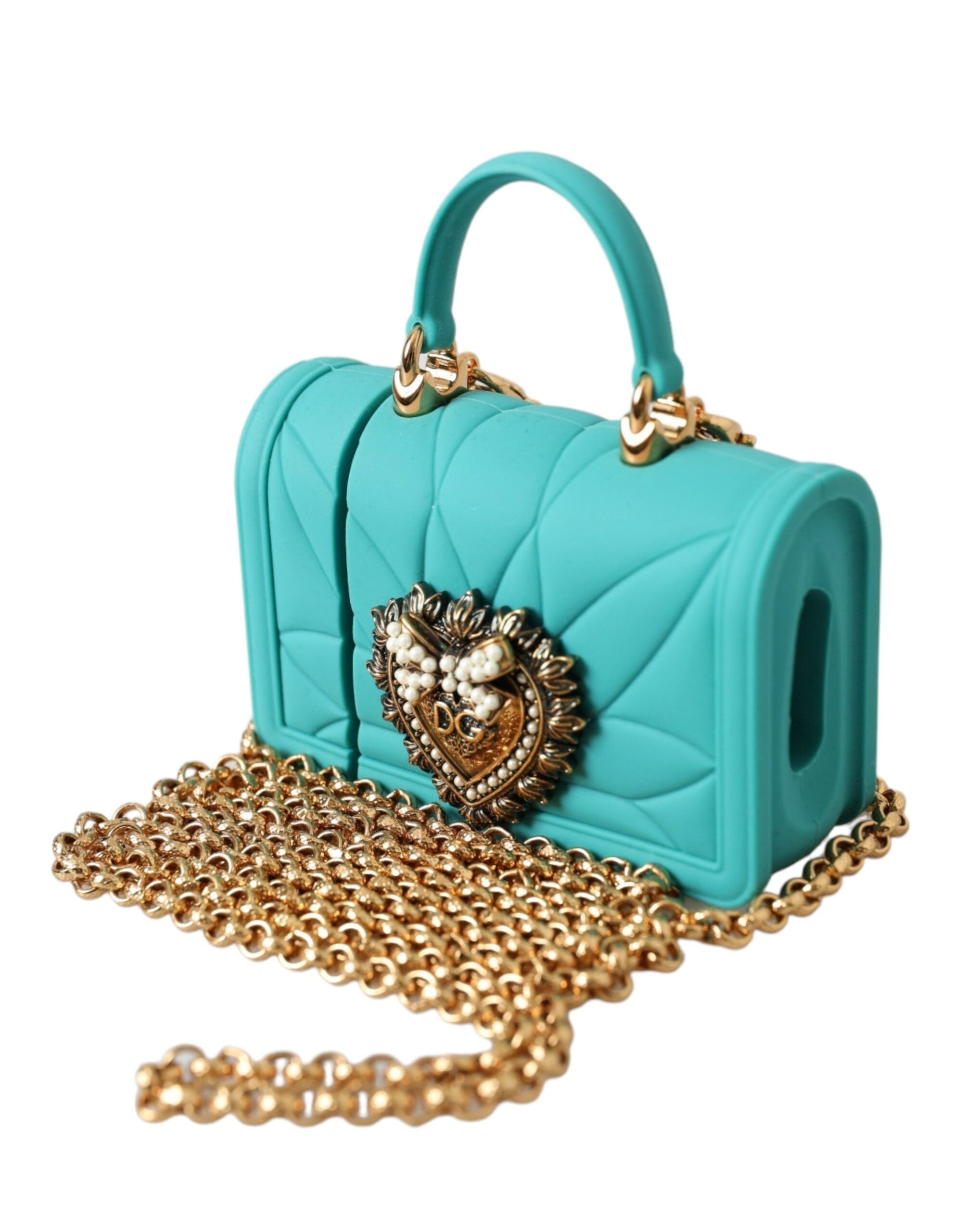 Dolce & Gabbana Silicone Devotion Heart Cover Bag Airpods Turquoise Case Glam Steals