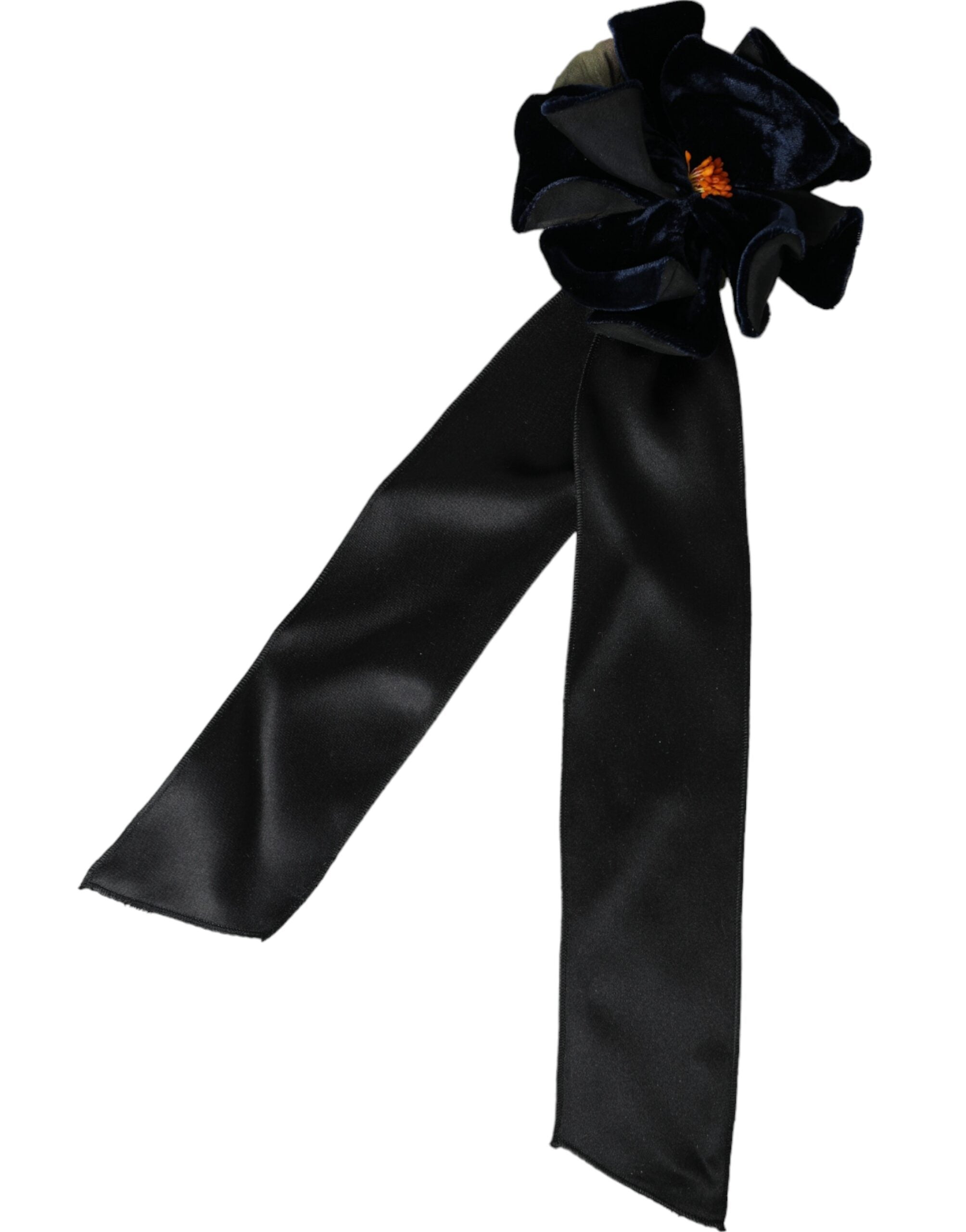 Dolce & Gabbana Silk Brass Floral Hair Pin Black Gold Brooch Glam Steals