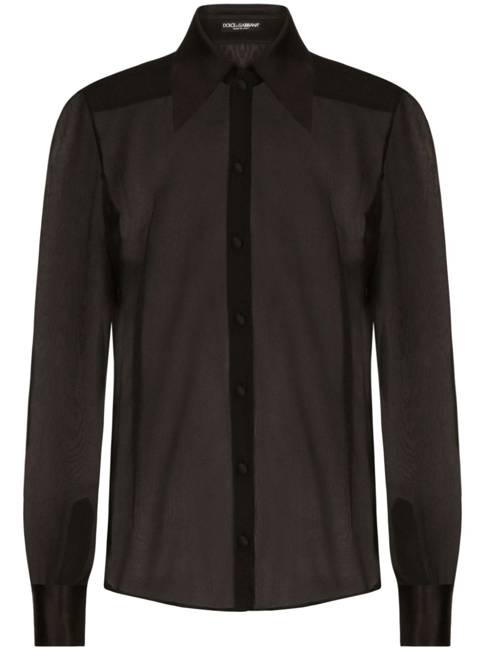 Dolce & Gabbana Silk Chiffon Shirt with Satin Details Glam Steals